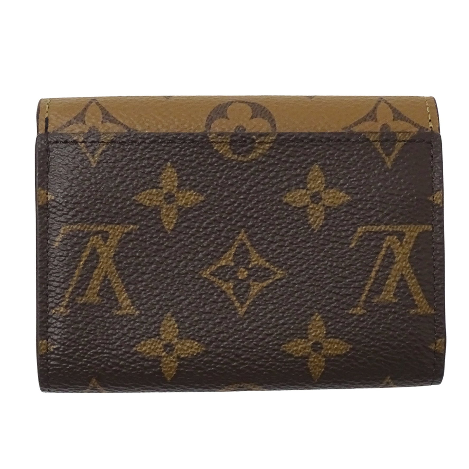 Louis Vuitton Monogram Reverse Wallet, Porte Monnaie Rosari Brown, Compact Mini Wallet