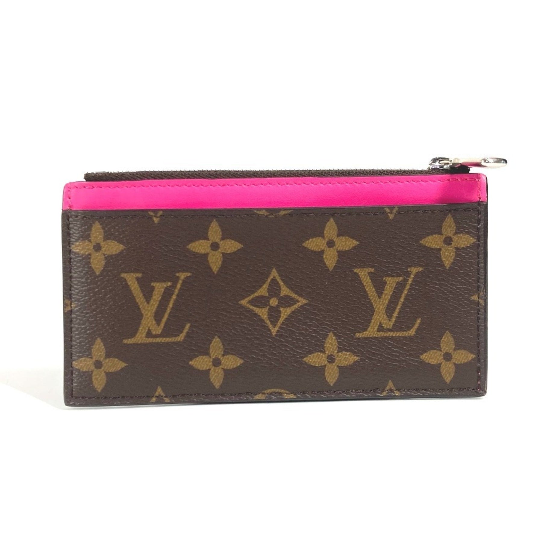 Louis Vuitton Monogram Coin Card Holder Wallet Compact Business Holder/Card Case Wallet/Coin Canvas Fuchsia Brown