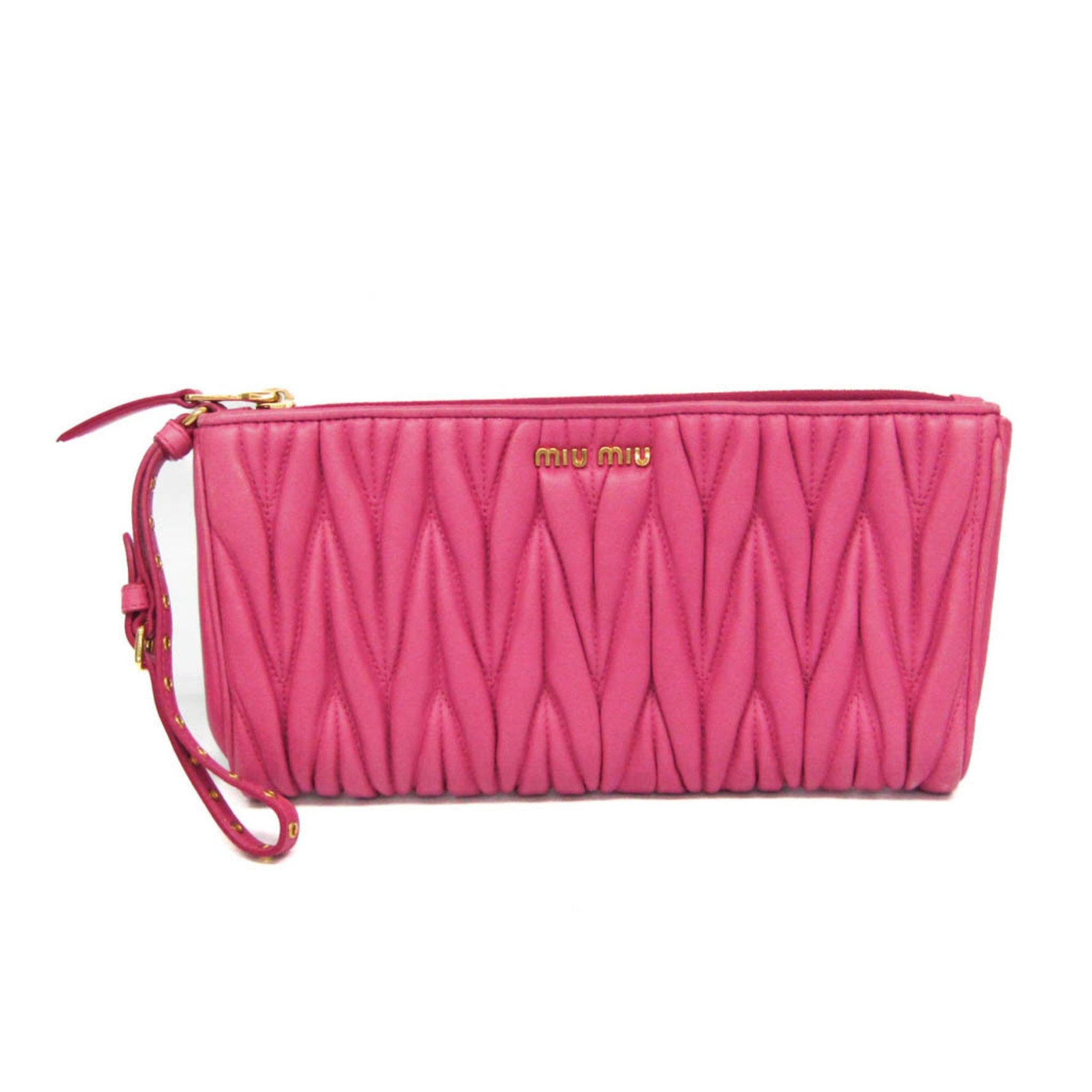 Miu Miu Matelasse Leather Clutch Bag,Pouch