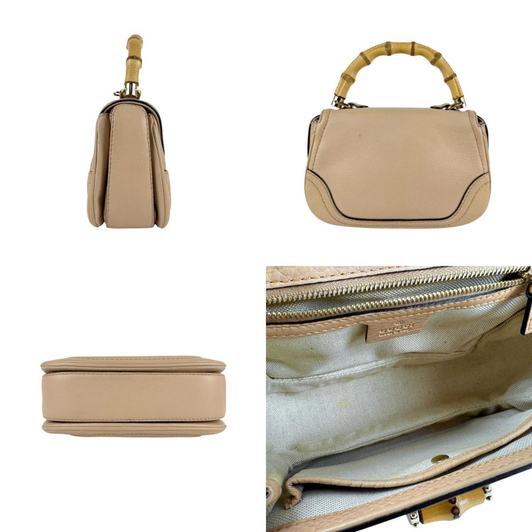 Gucci handbag/shoulder bag in bamboo leather, and gold