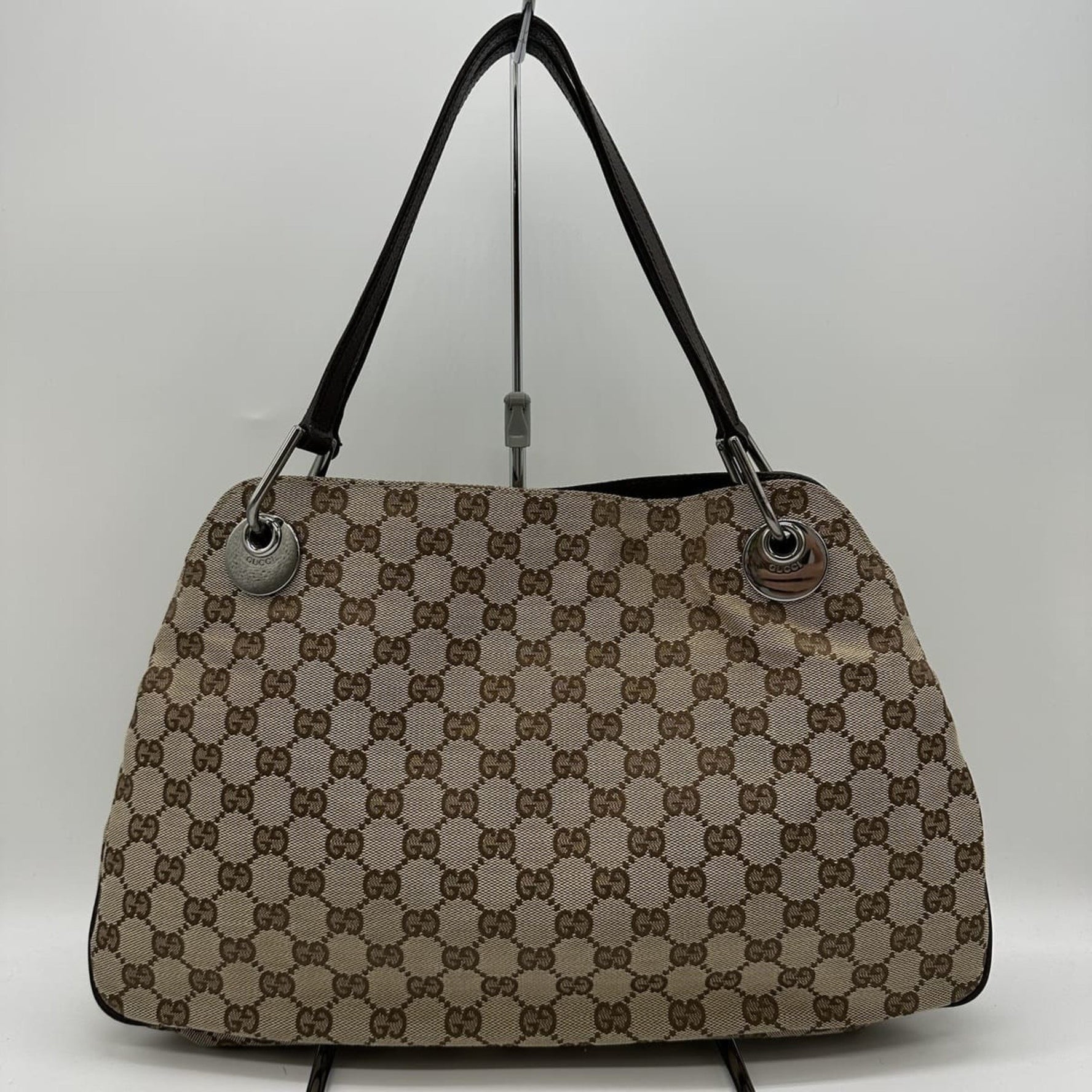 GUCCI GG Canvas Shoulder Bag Tote Leather Men's