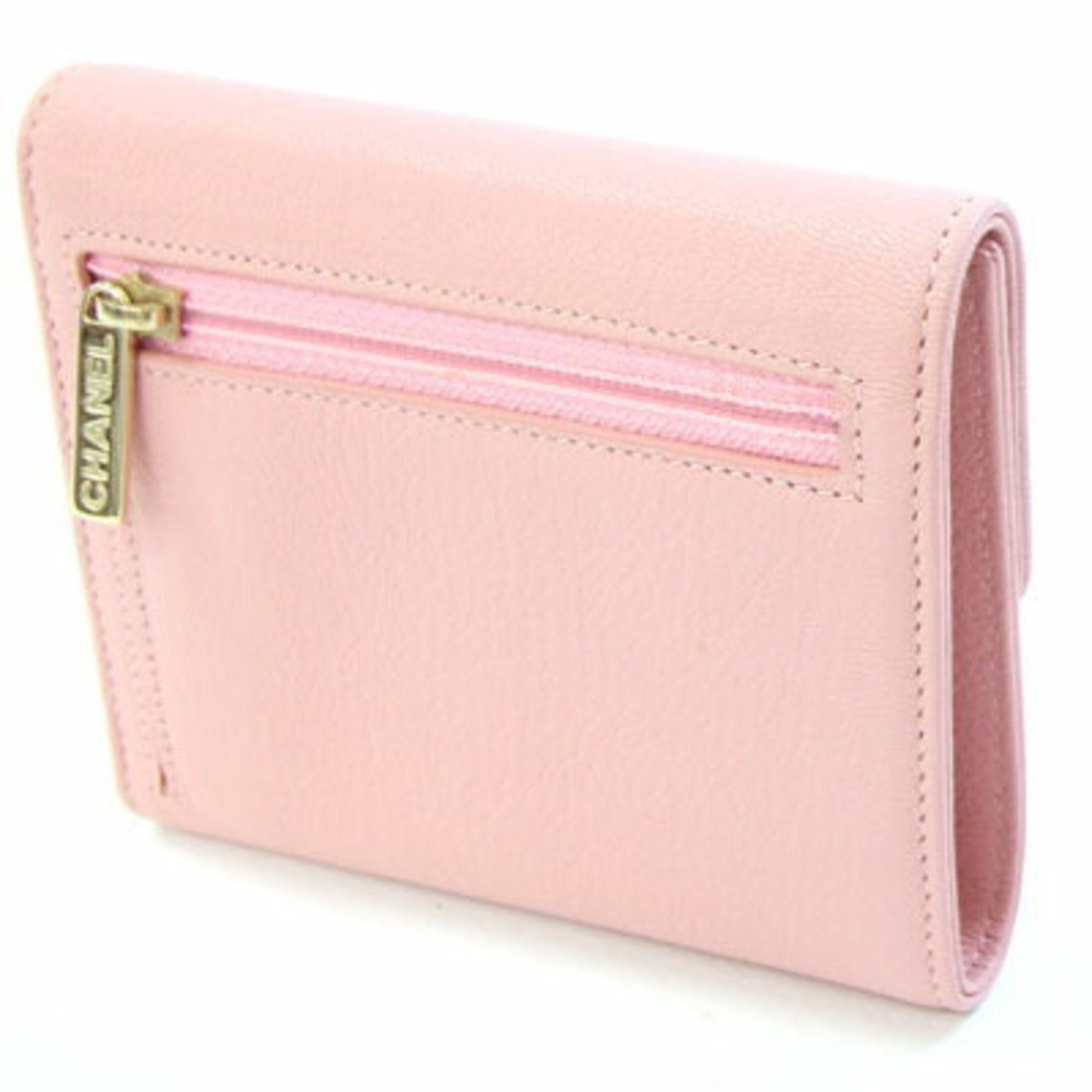 CHANEL Coco Mark Tri-fold Wallet Leather Compact Mini