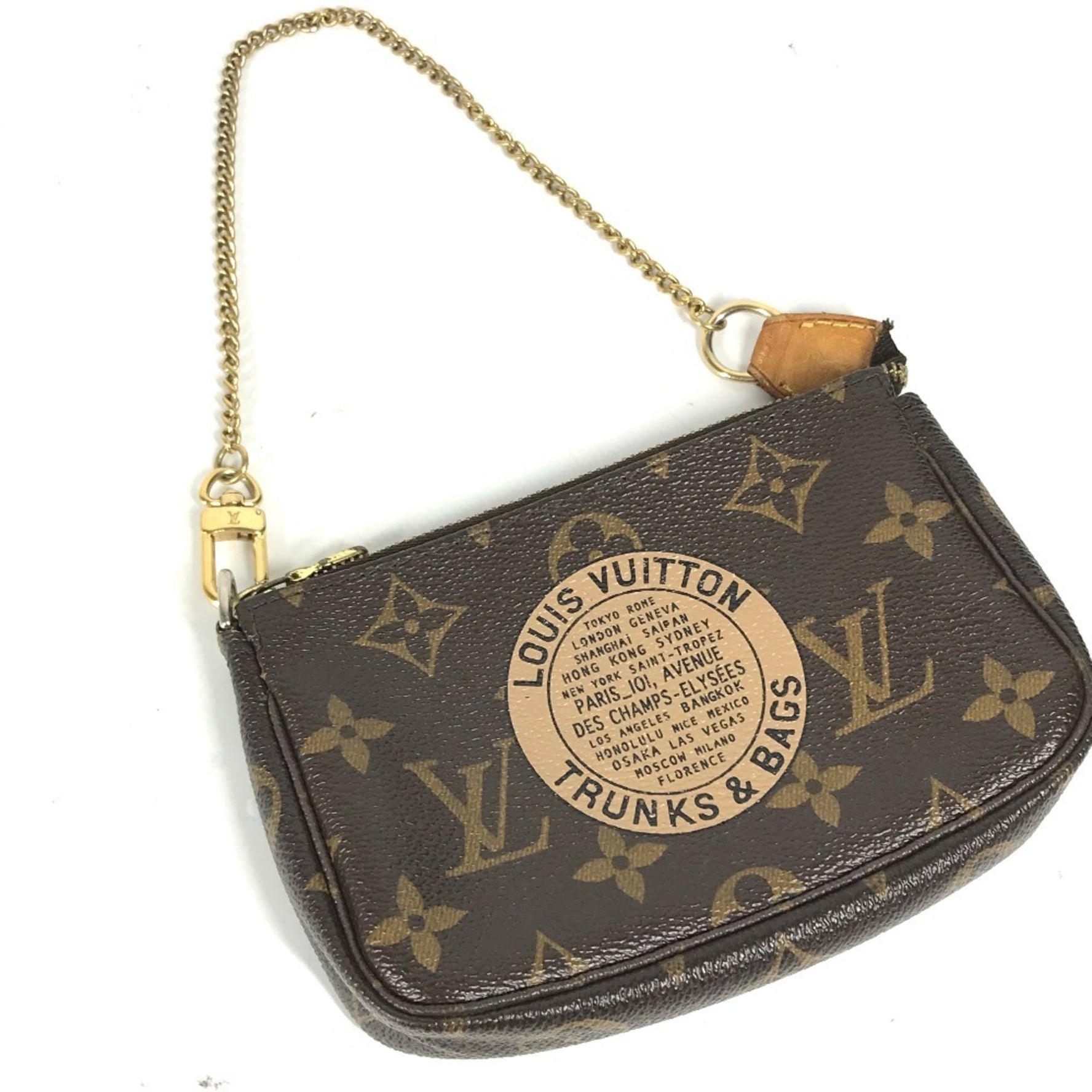 Louis Vuitton Monogram Mini Pochette Accessory T&B Chain Bag Handbag Canvas