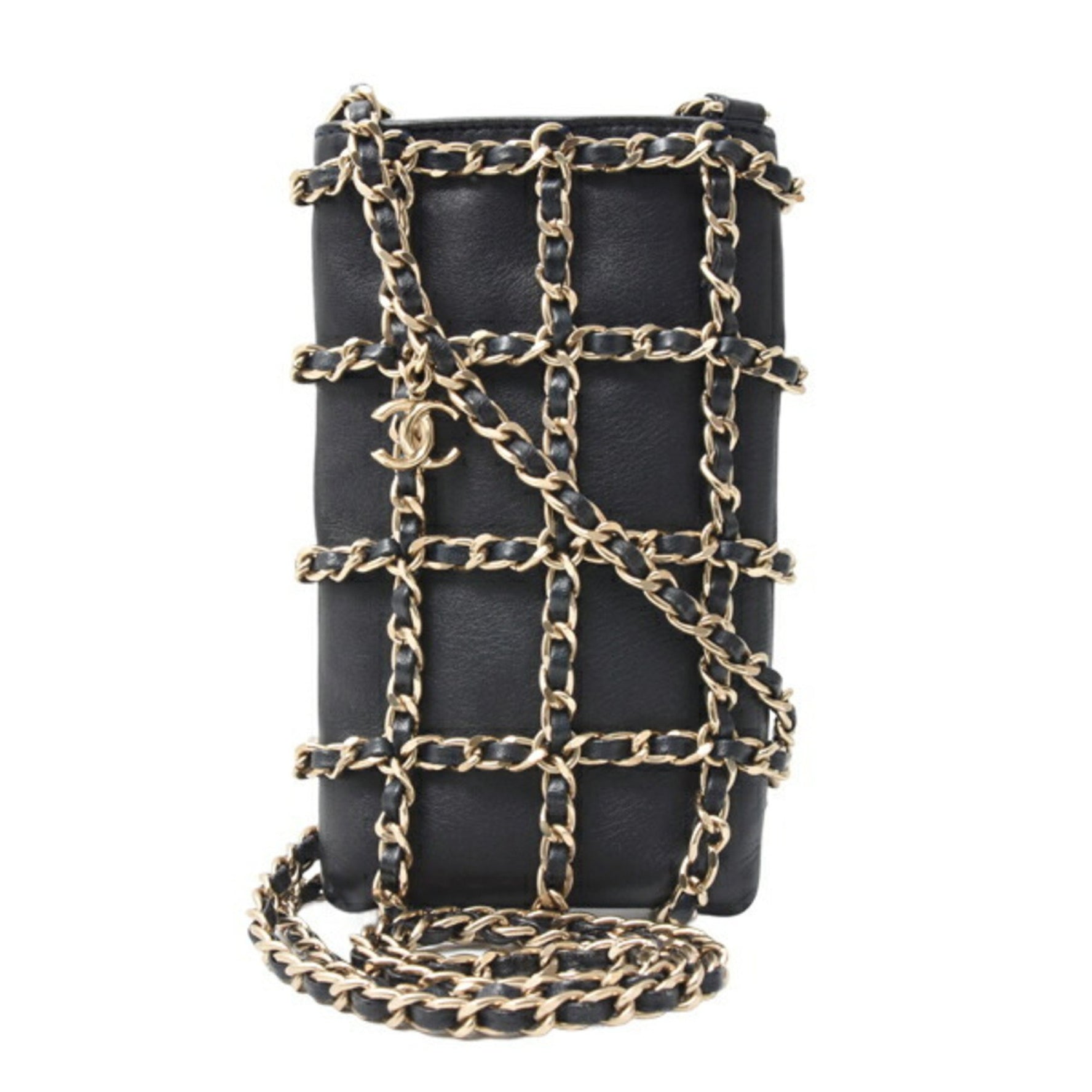 Chanel Tech Me Out Chain Phone Case, Lambskin Shoulder Bag in