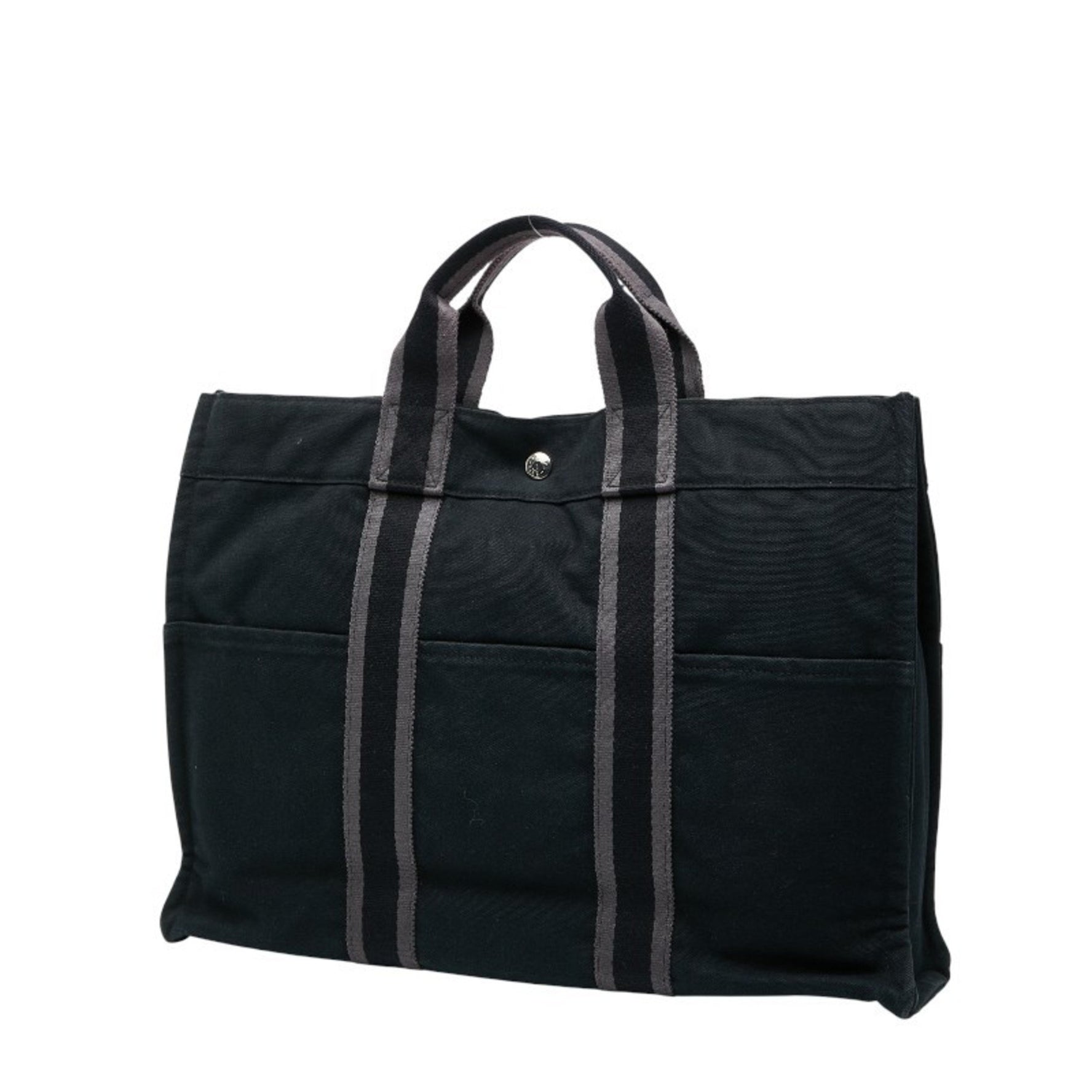 Hermes Four Tote MM Bag Handbag Black/Gray Canvas