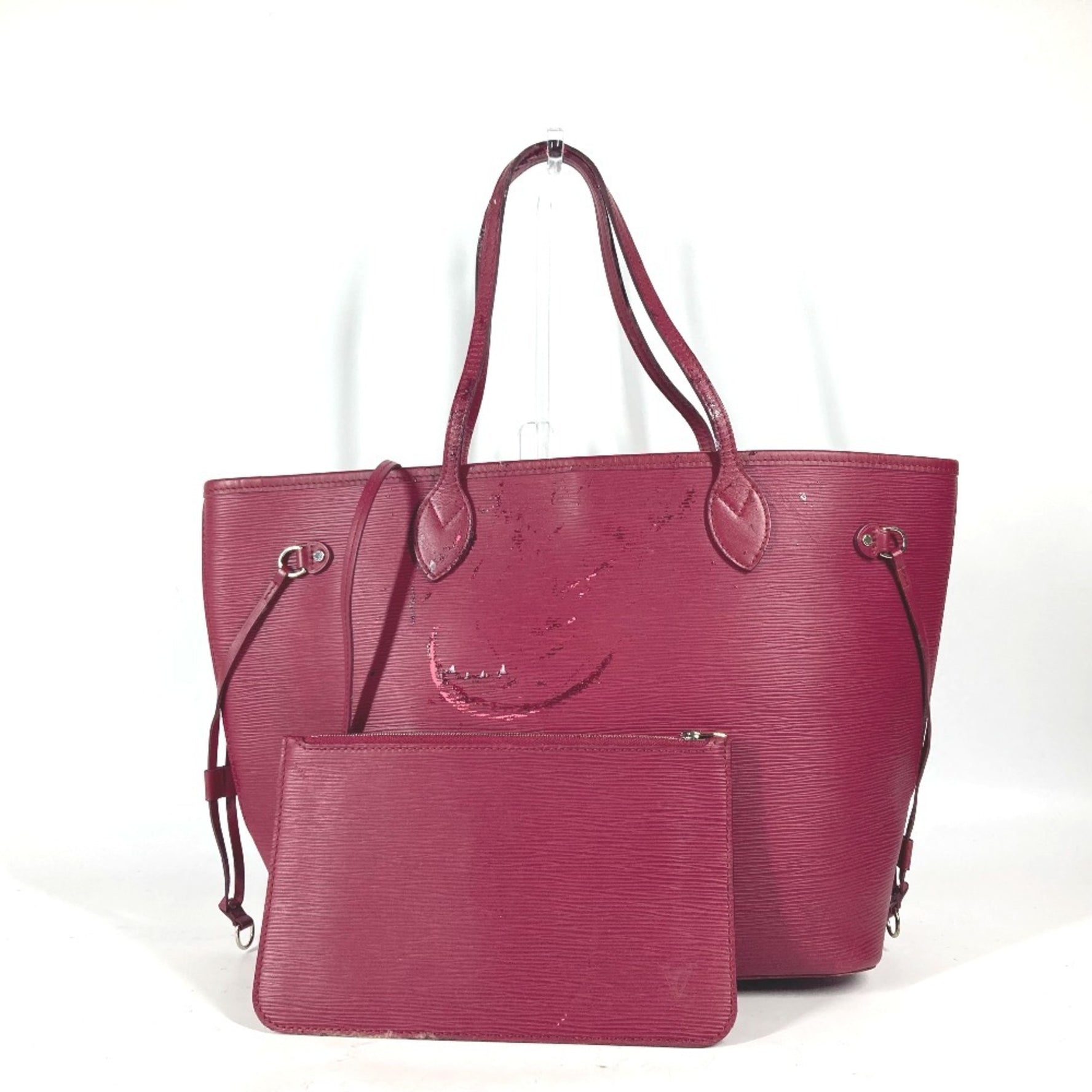 Louis Vuitton Epi Neverfull MM Shoulder Bag Tote Leather Men's Fuchsia