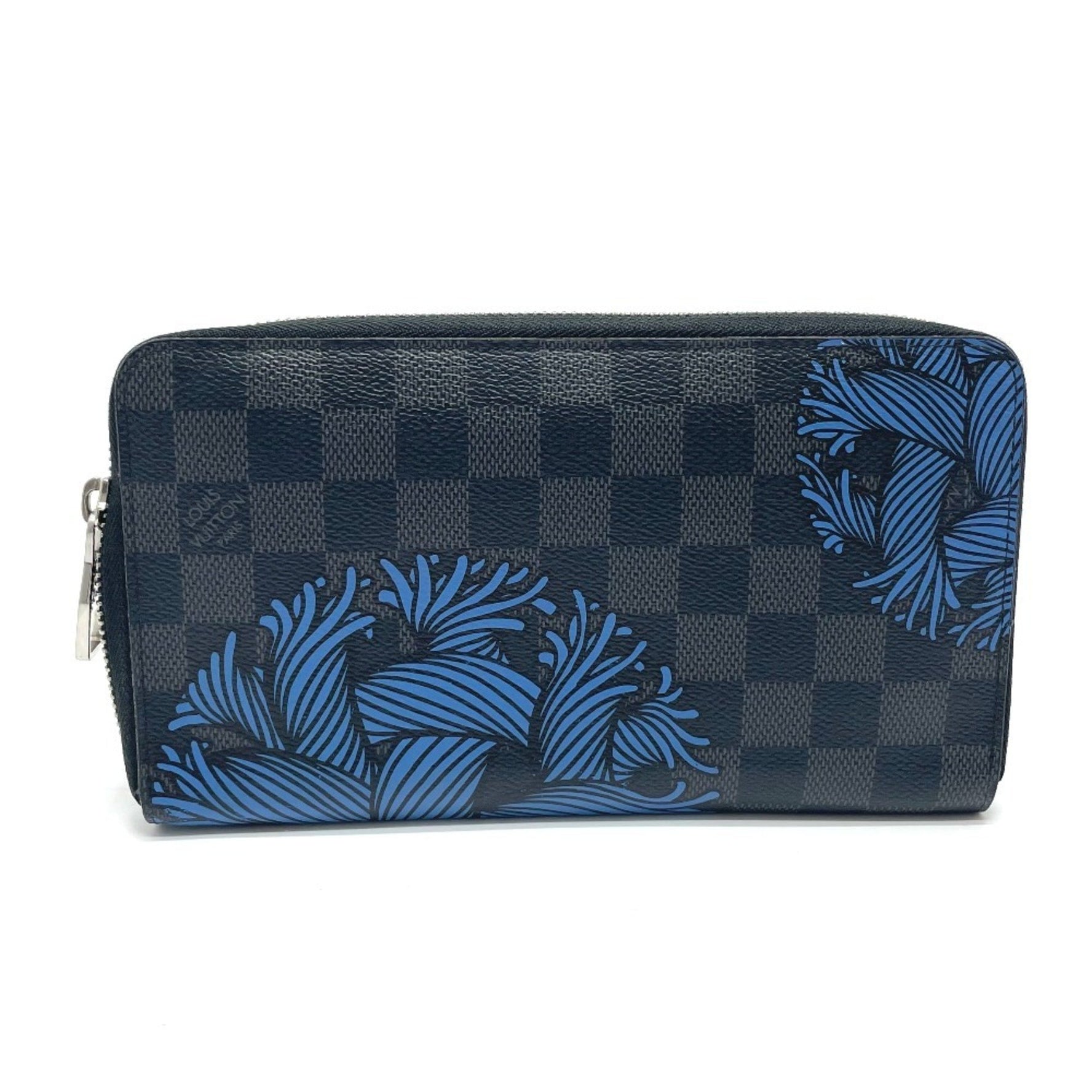 LOUIS VUITTON N41683 Damier Graphite Christopher Nemeth Zippy Organizer Long Wallet in Canvas, Men's, Black and Blue