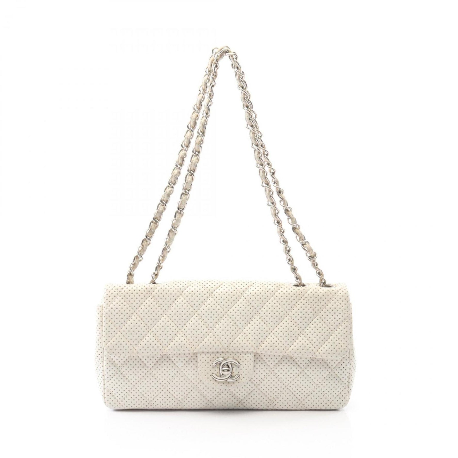 CHANEL Matelasse Punched Shoulder Bag, Leather