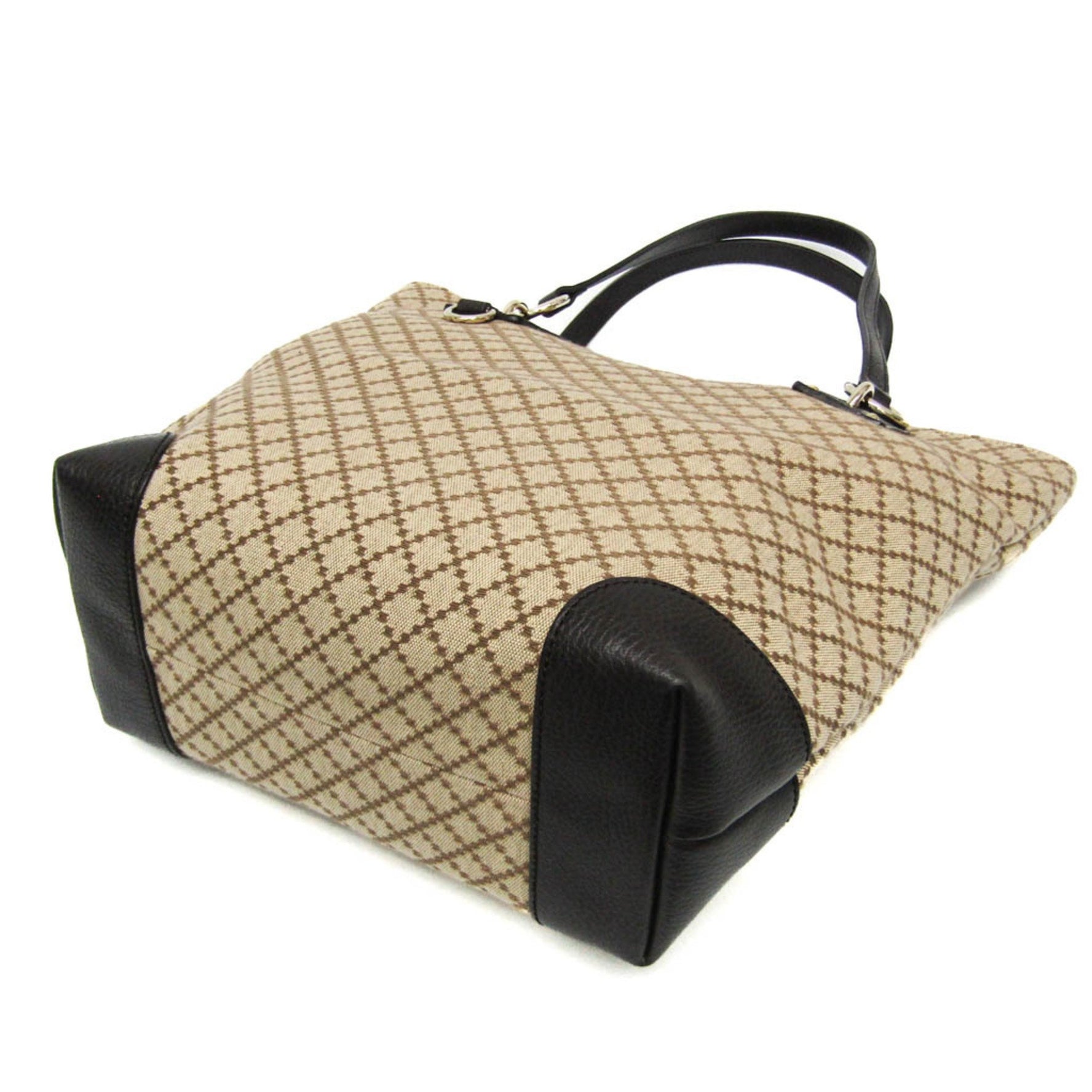 Gucci Diamante Men,Women Canvas,Leather Tote Bag Beige,Brown