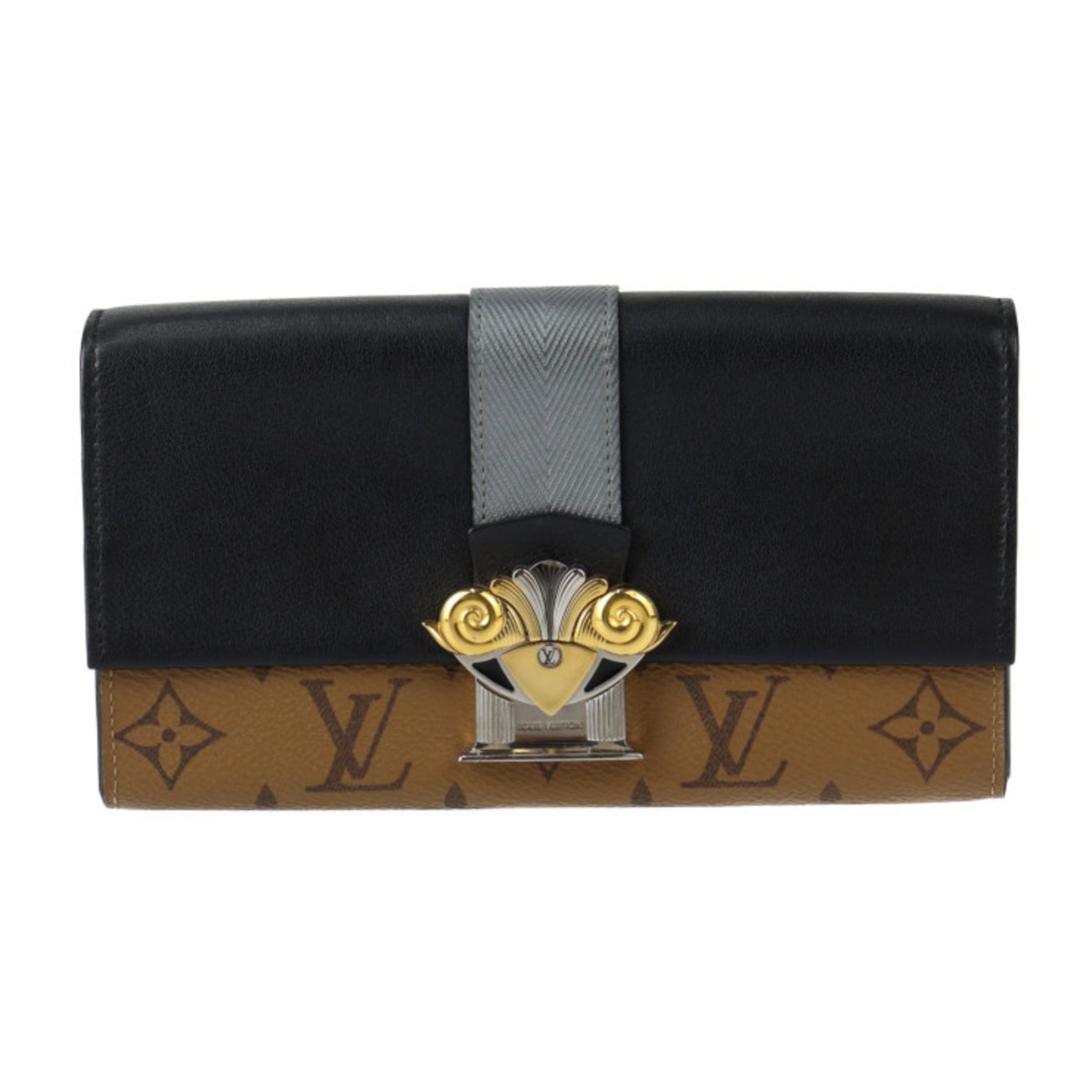 LOUIS VUITTON Louis Vuitton Portefeuille Sarah Monogram Reverse Long Wallet Calf Leather Brown Flap 2430063008161R1