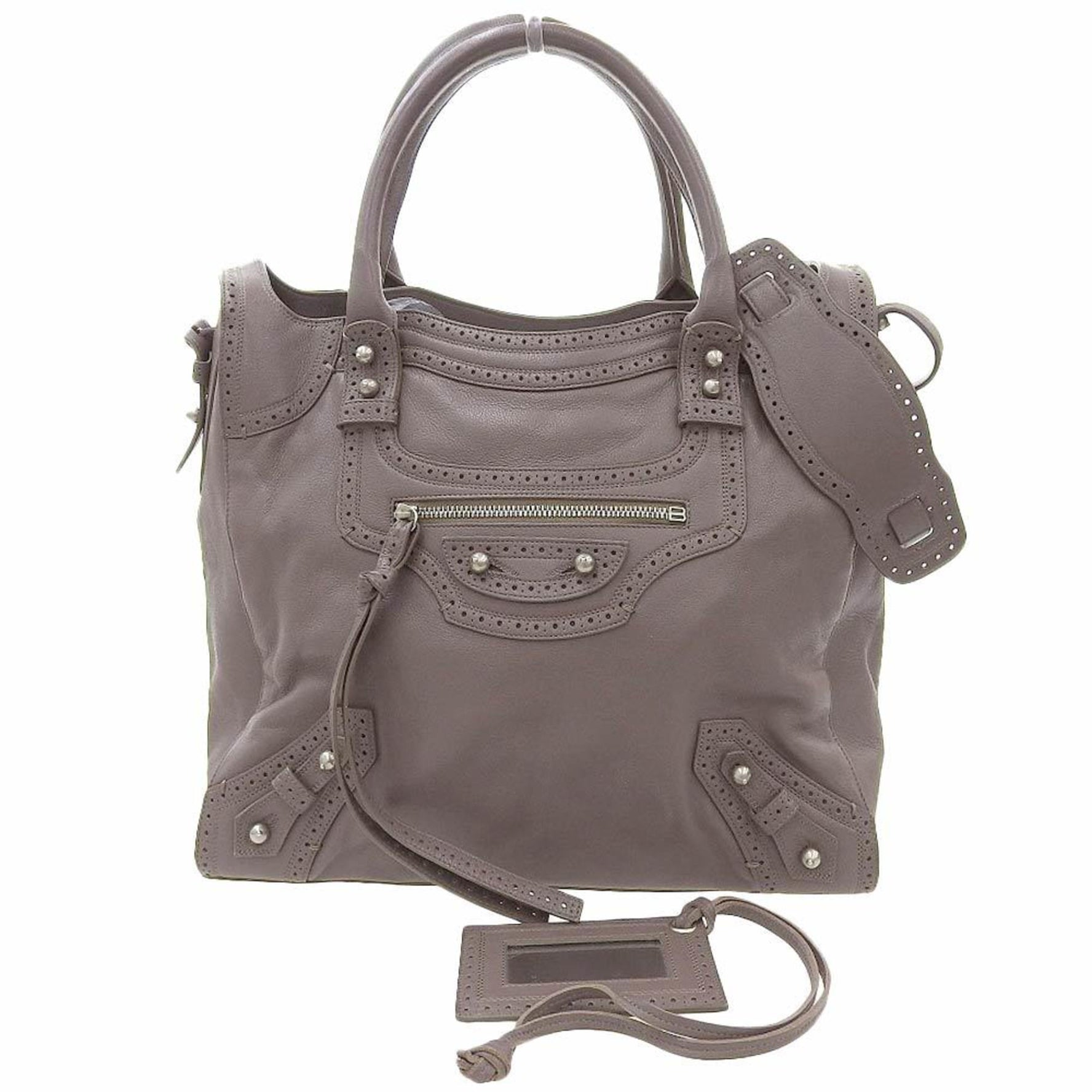 Balenciaga BALENCIAGA Livasity Paper 2WAY Bag Leather Brown 2800