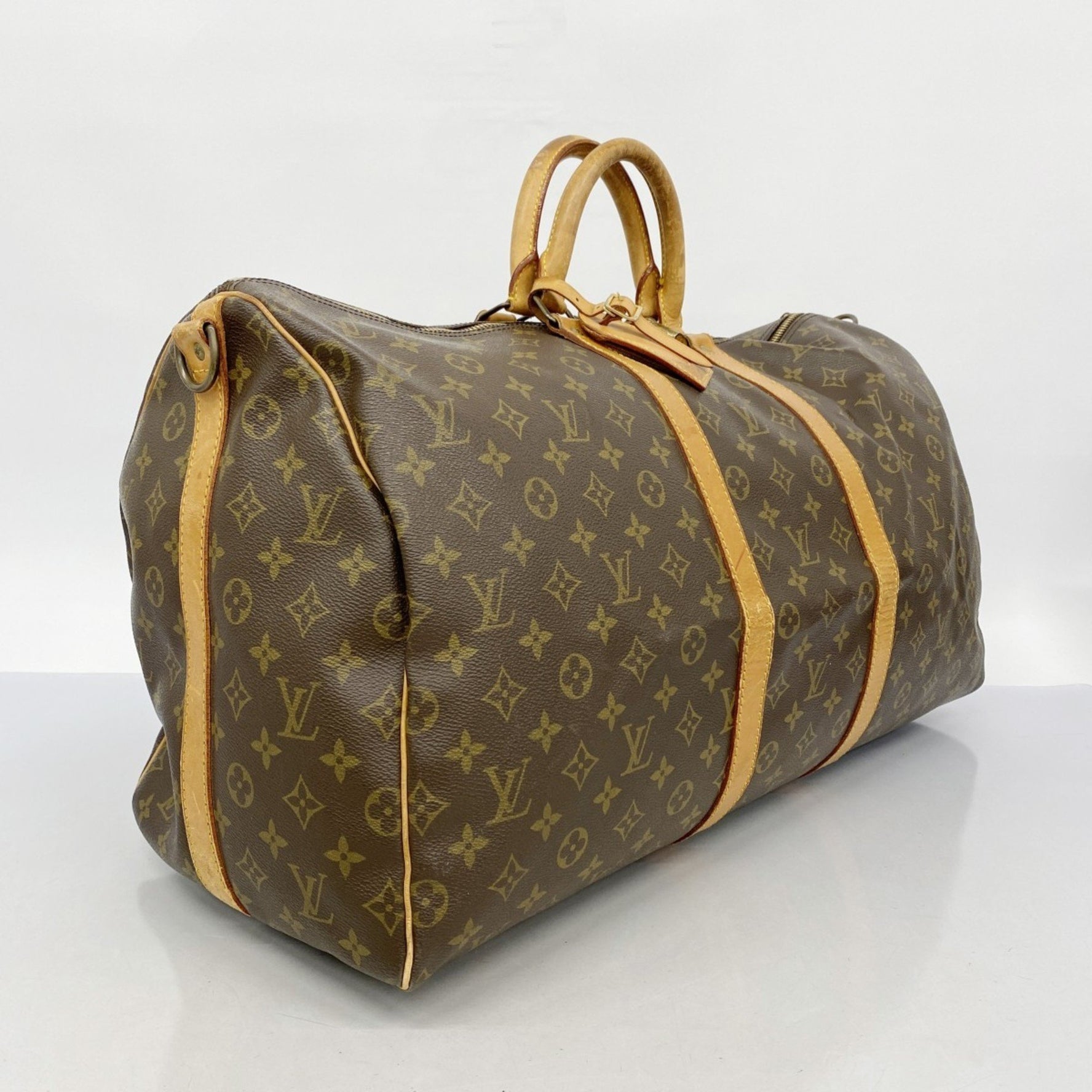 Louis Vuitton Monogram Keepall Bandouliere 55 Boston Bag Brown Men's and Women's