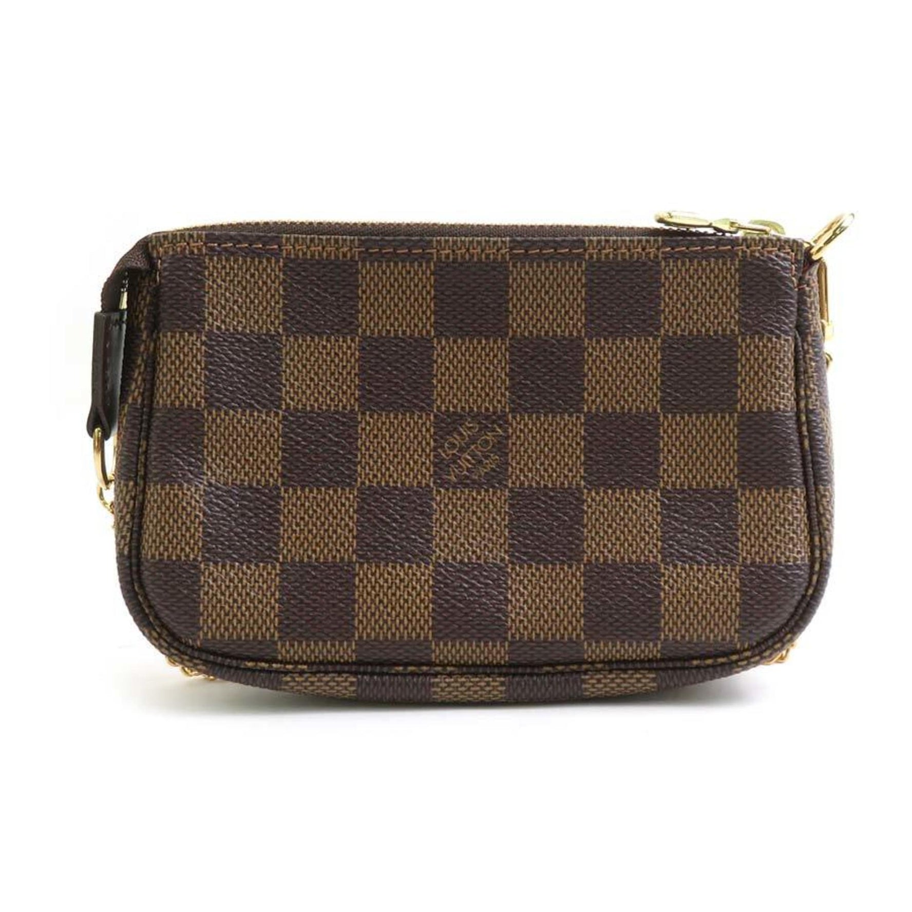 Louis Vuitton Pouch Handbag Damier Mini Pochette Accessoires Canvas Brown Gold