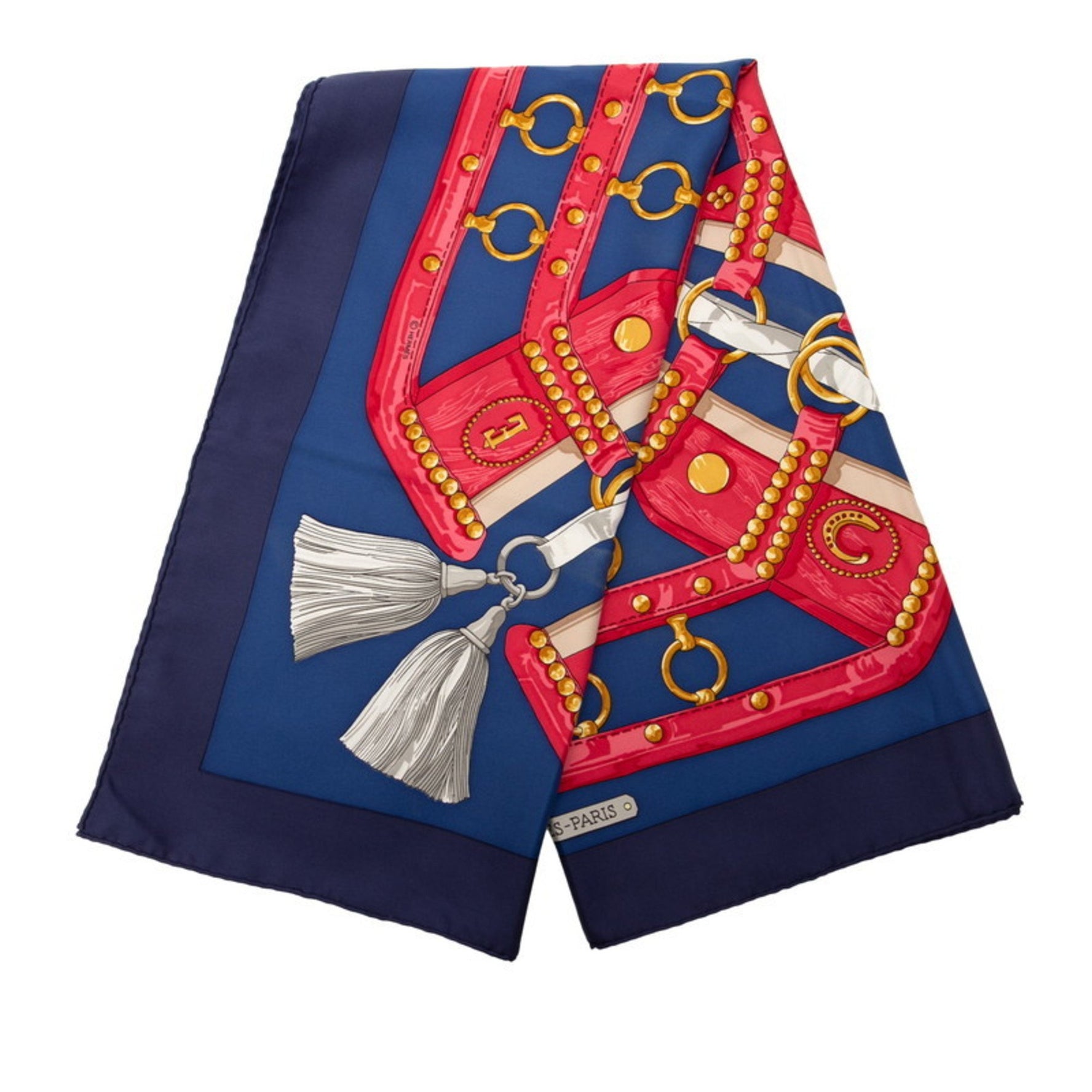 Hermes Hermès Carré 90 aux champs field scarf, navy and multicolored silk