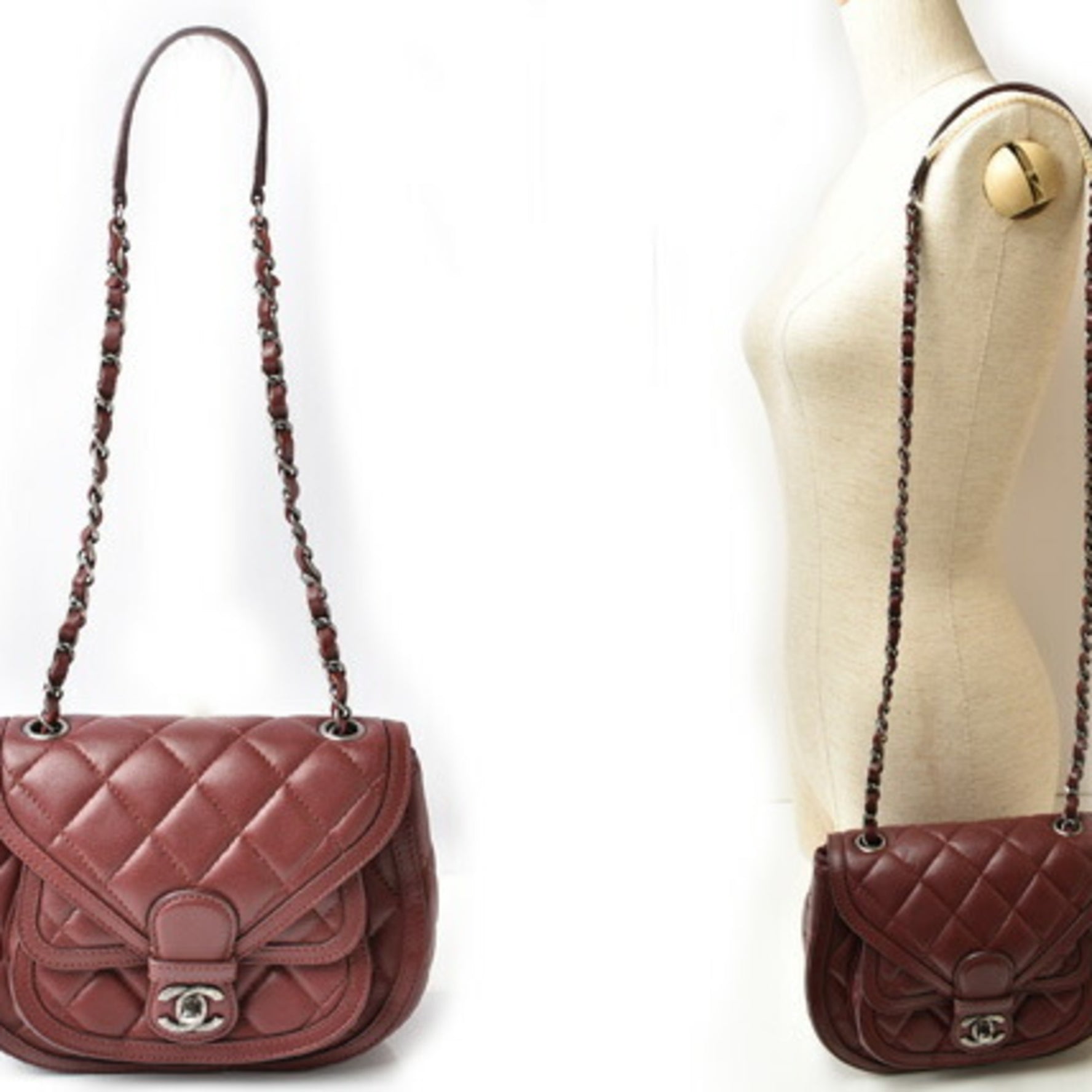 Chanel Chain Shoulder Bag Saddle Lambskin Matelasse/Quilted