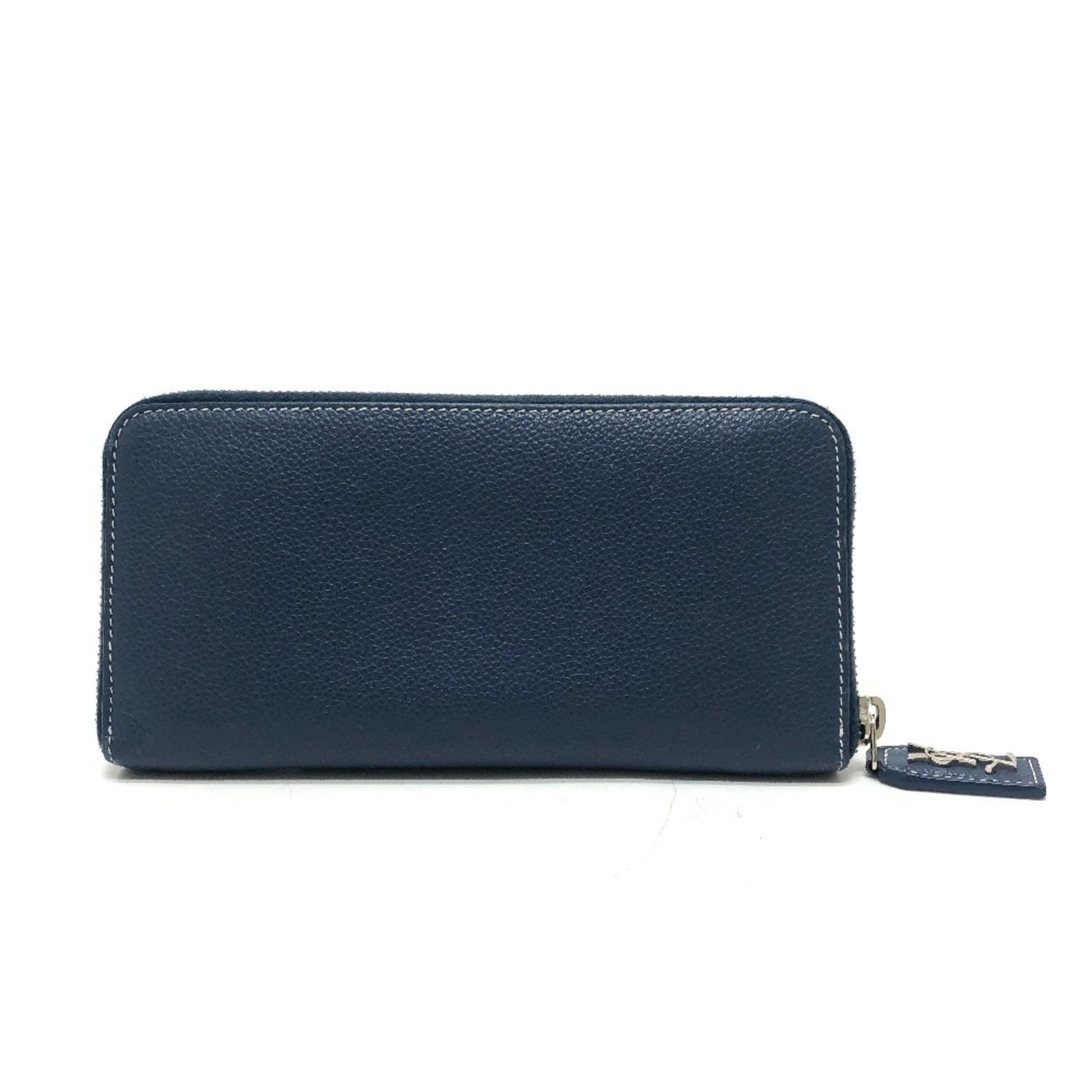 SAINT LAURENT Saint Laurent round zipper long wallet accessory leather men's navy