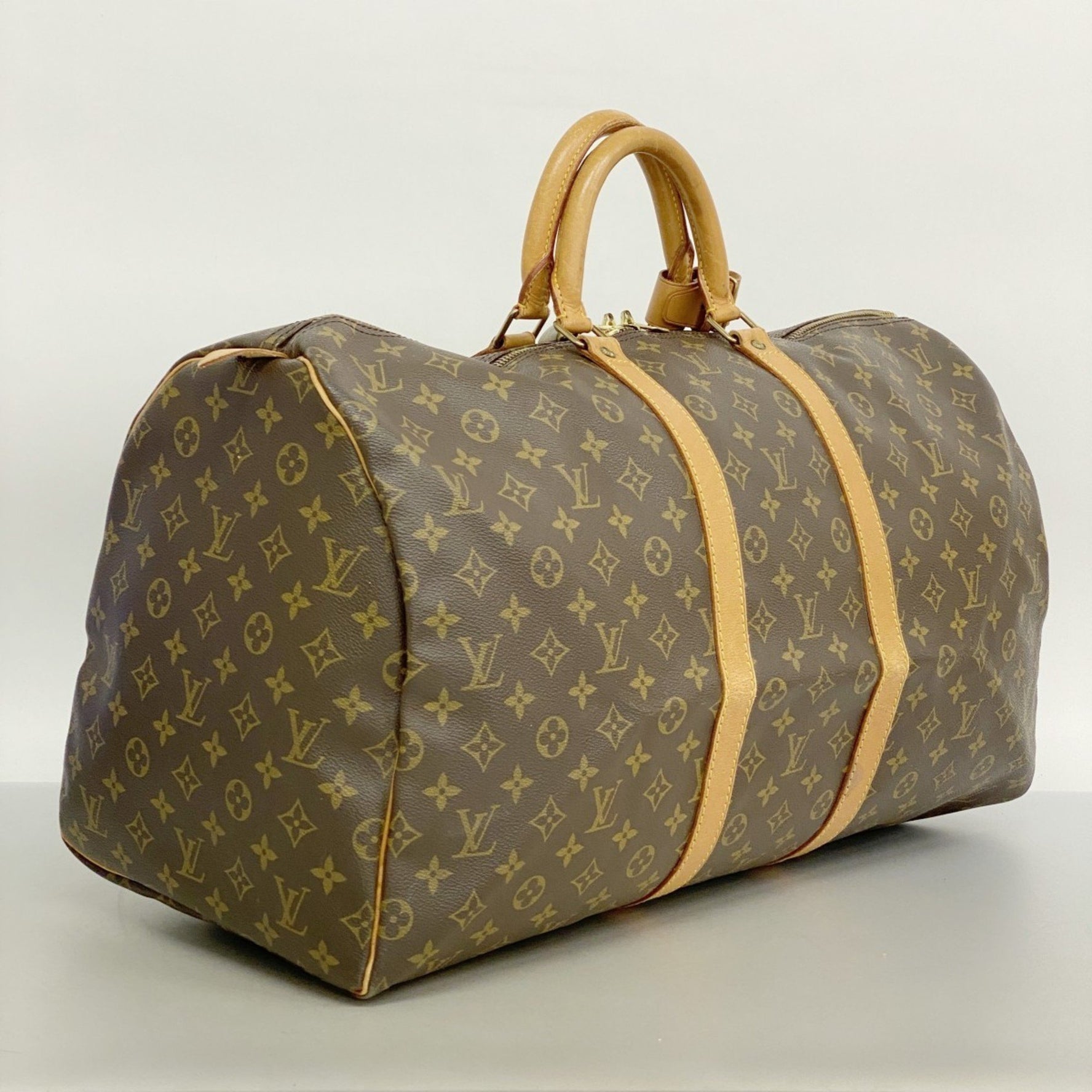 Louis Vuitton Monogram Keepall 55 Boston Bag M41424 Brown Men's and Women's