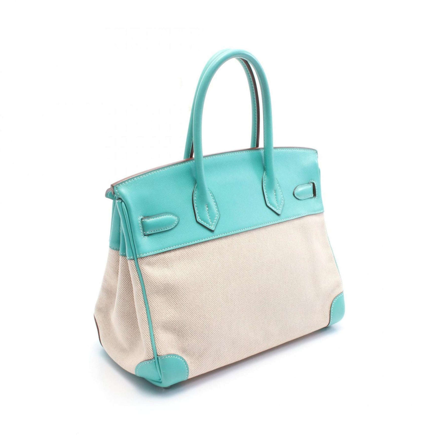 Hermes Hermès Birkin 30 handbag, leather, Toile Officier, Swift women's, beige, blue
