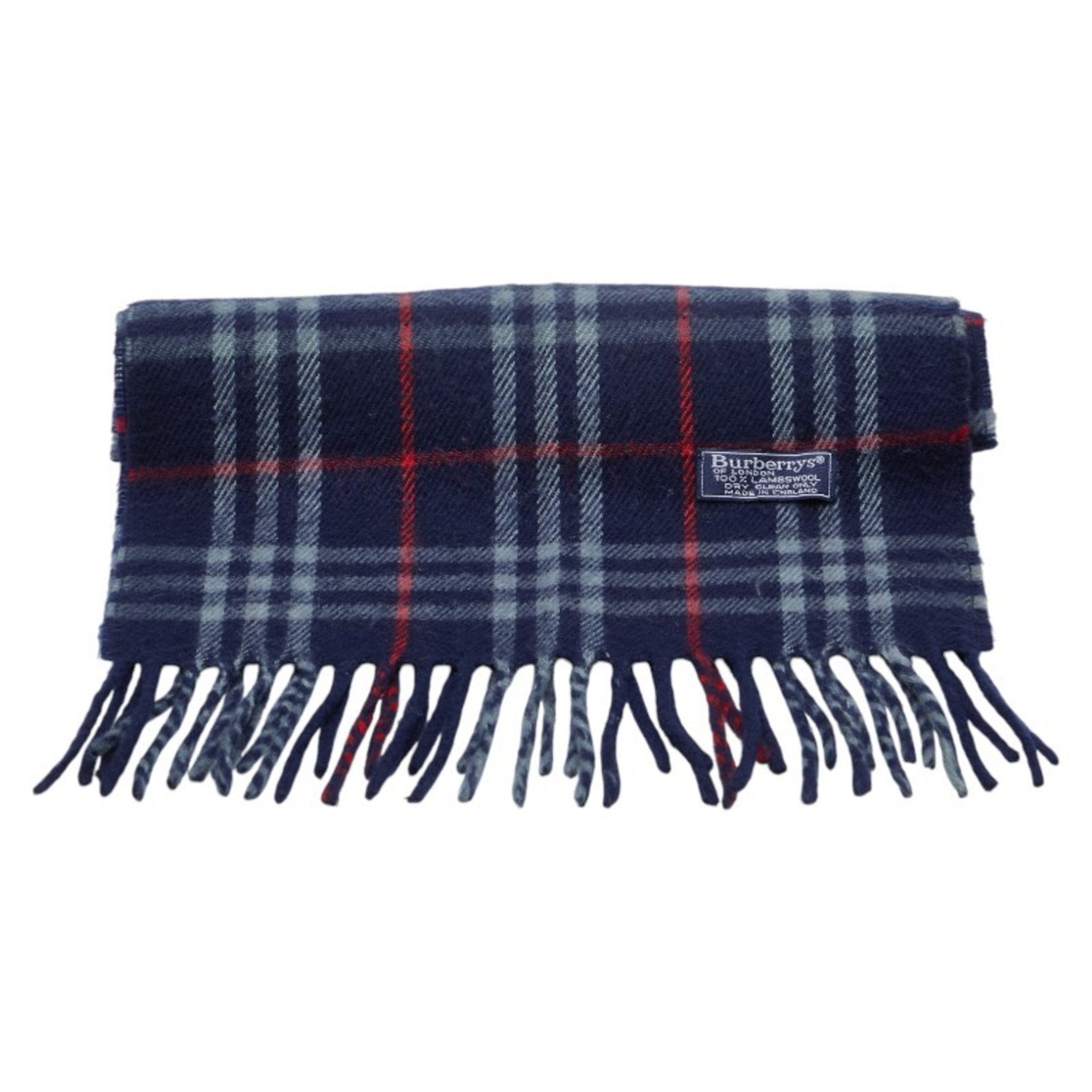Burberry Nova Check Scarf Navy Multicolor Wool Women's BURBERRY