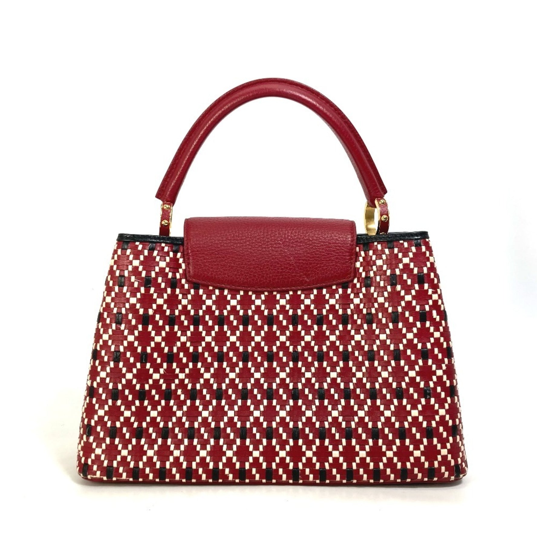 Louis Vuitton Plating LV Signature Capucines PM Bag Handbag Leather Ruby Red