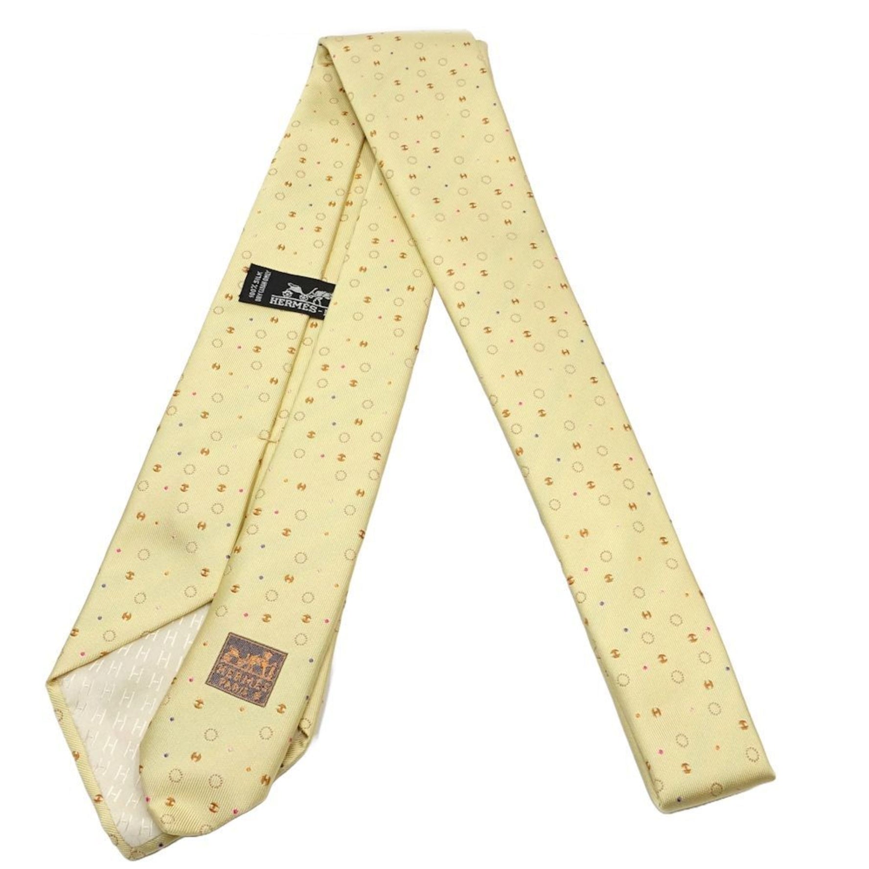 HERMES Hermes Tie Silk Yellow Multicolor