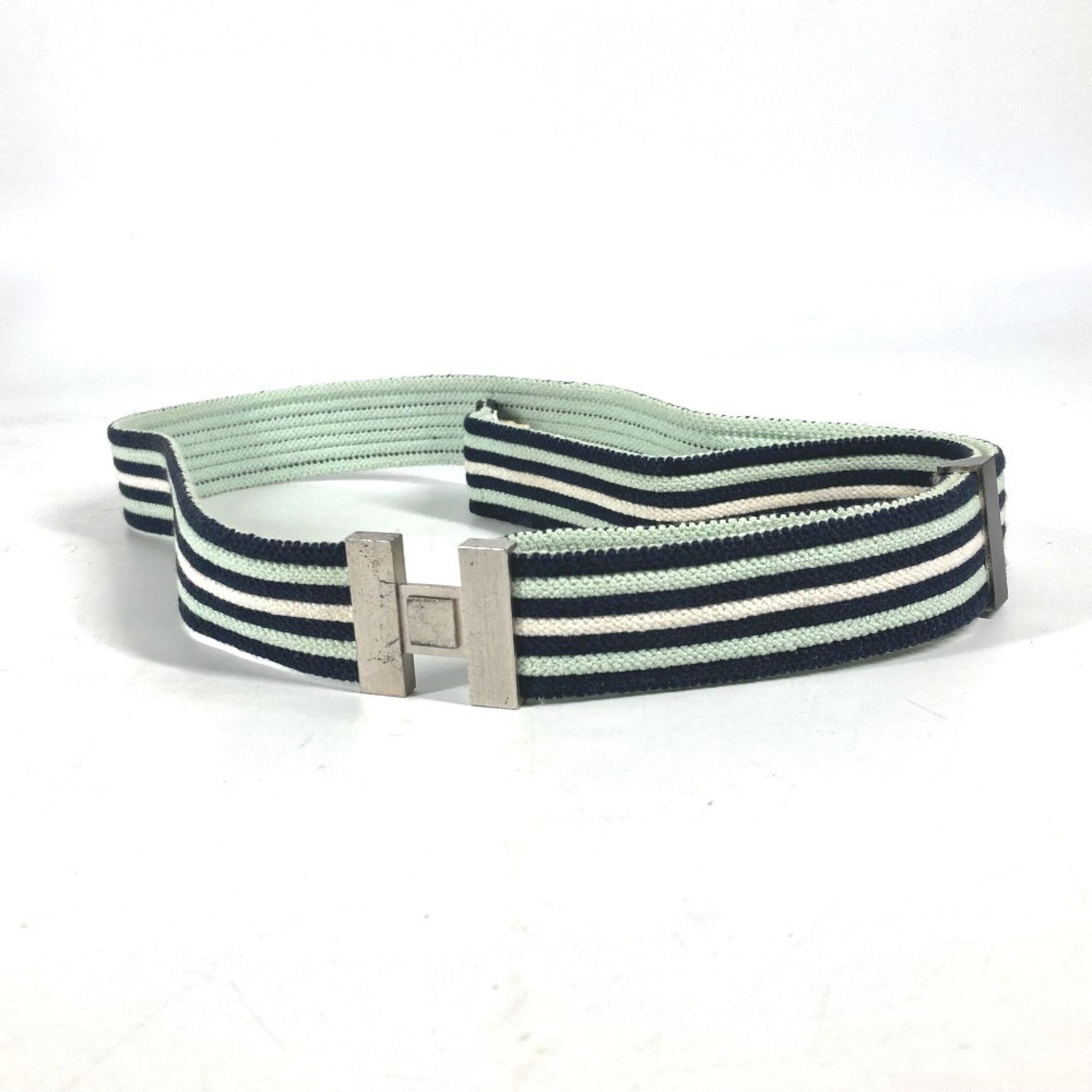 HERMES Hermes H Border Belt Elastic Men's Women's Green