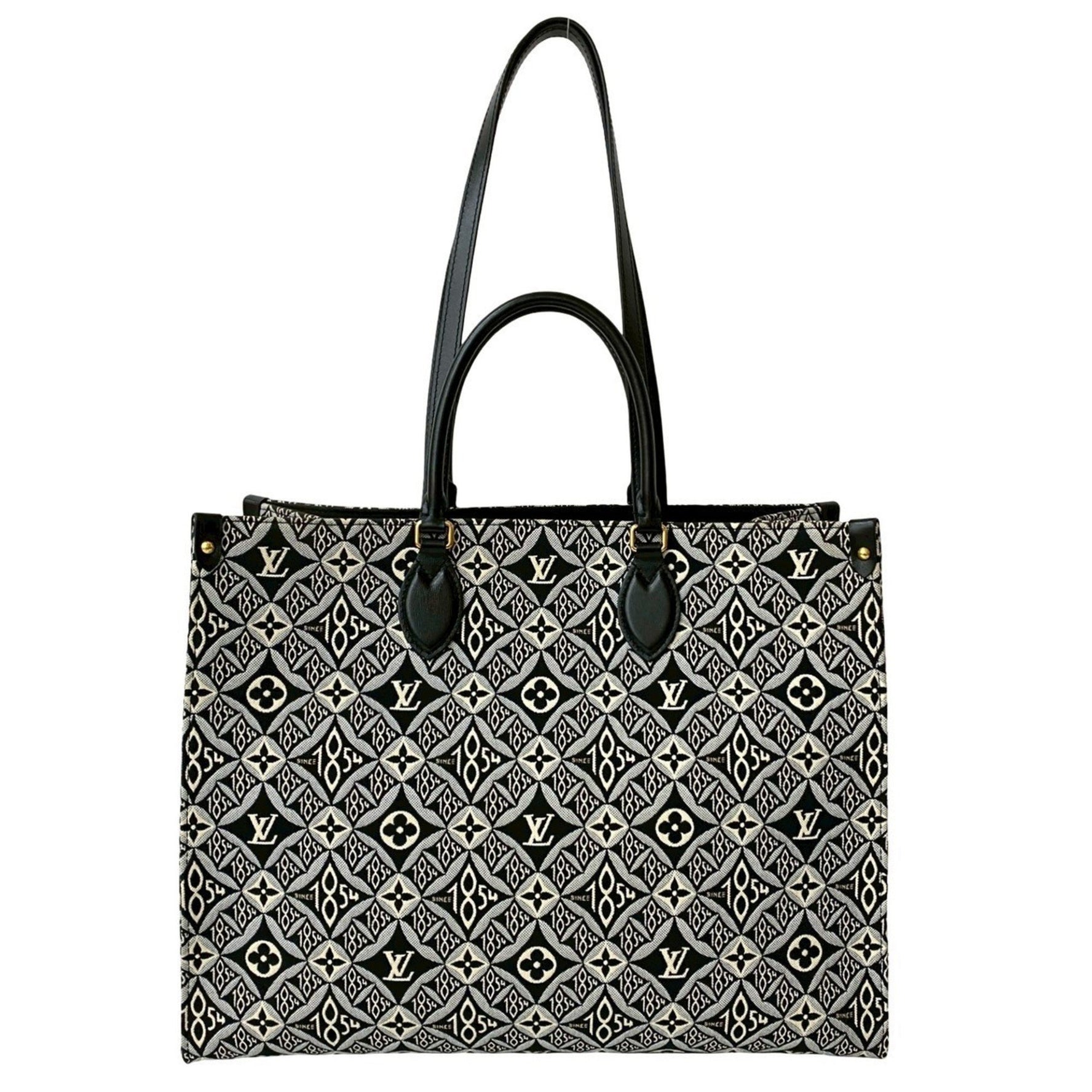 Louis Vuitton Unused On the Go GM Since 1854 Monogram Jacquard Leather Tote Bag in Black
