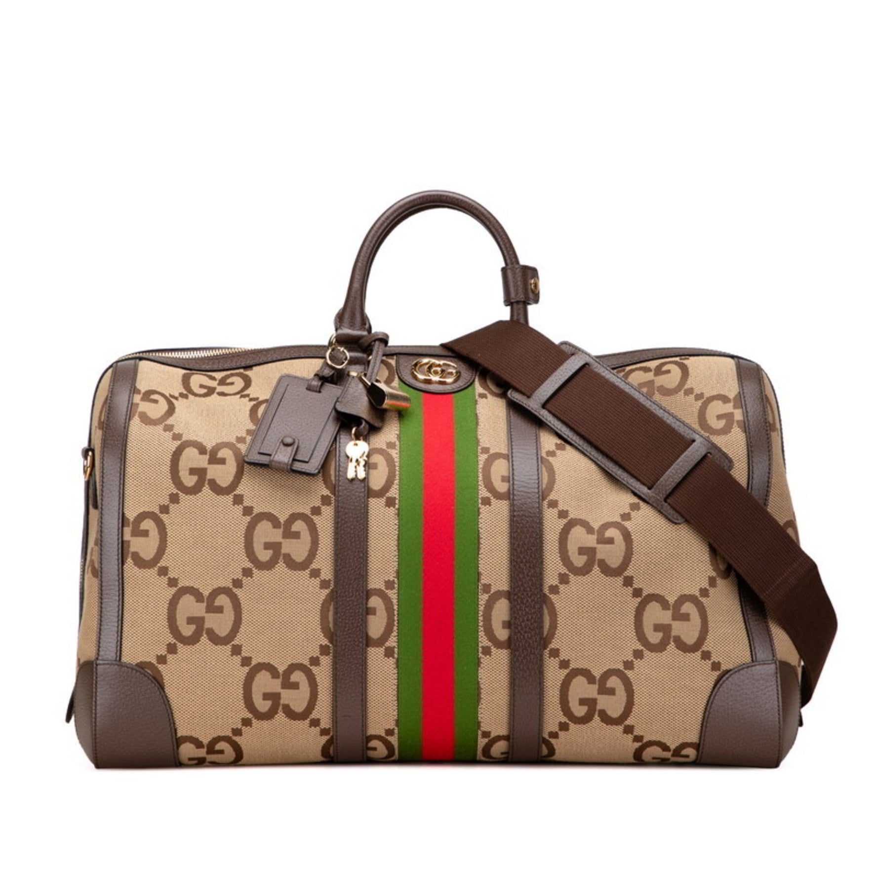 Gucci Jumbo GG Sherry Line Boston/Shoulder Bag, Canvas and Leather