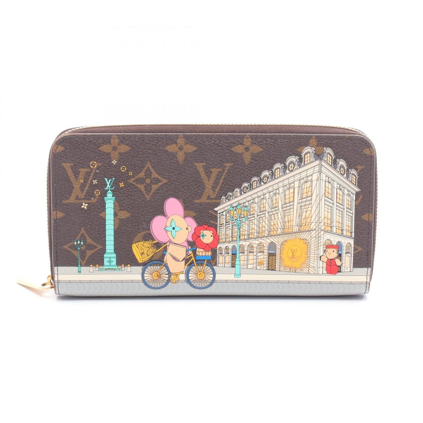 Louis Vuitton Zippy Wallet, Round Long Coated Canvas, Monogram Vivienne, Brown Multicolor