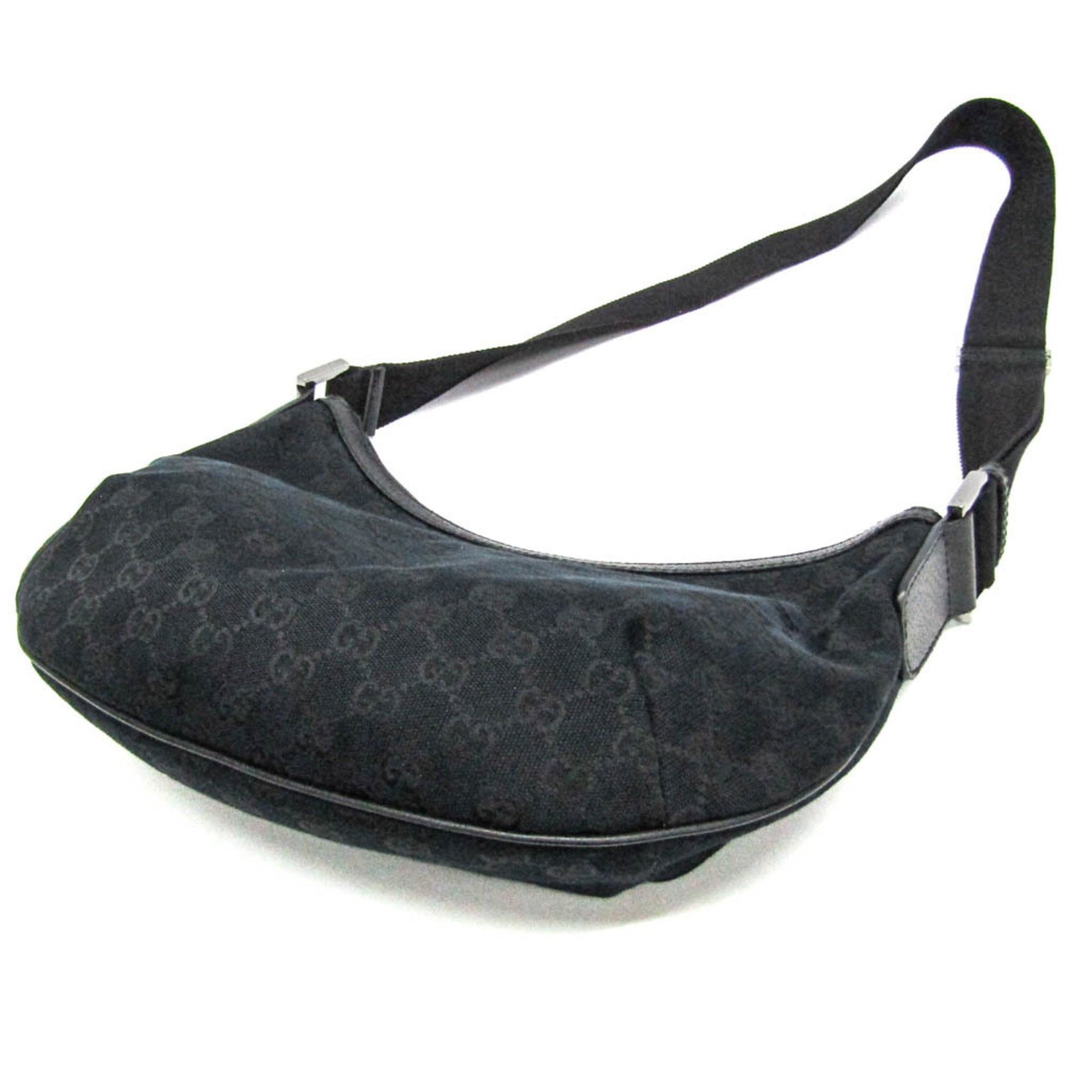 Gucci GG Canvas Women's GG Canvas,Leather Shoulder Bag Black