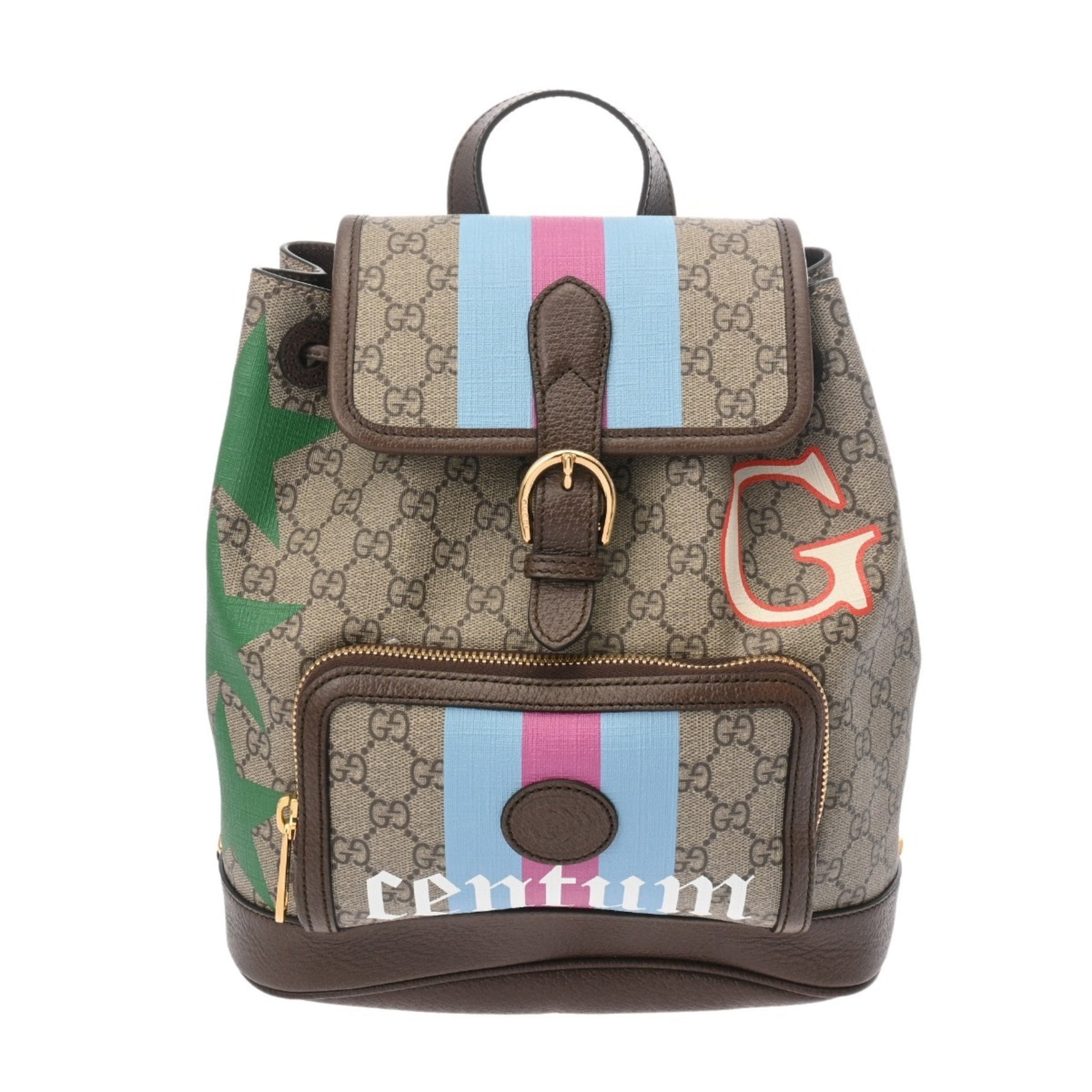 GUCCI Interlocking G Print Backpack GG Supreme Canvas Leather Daypack A