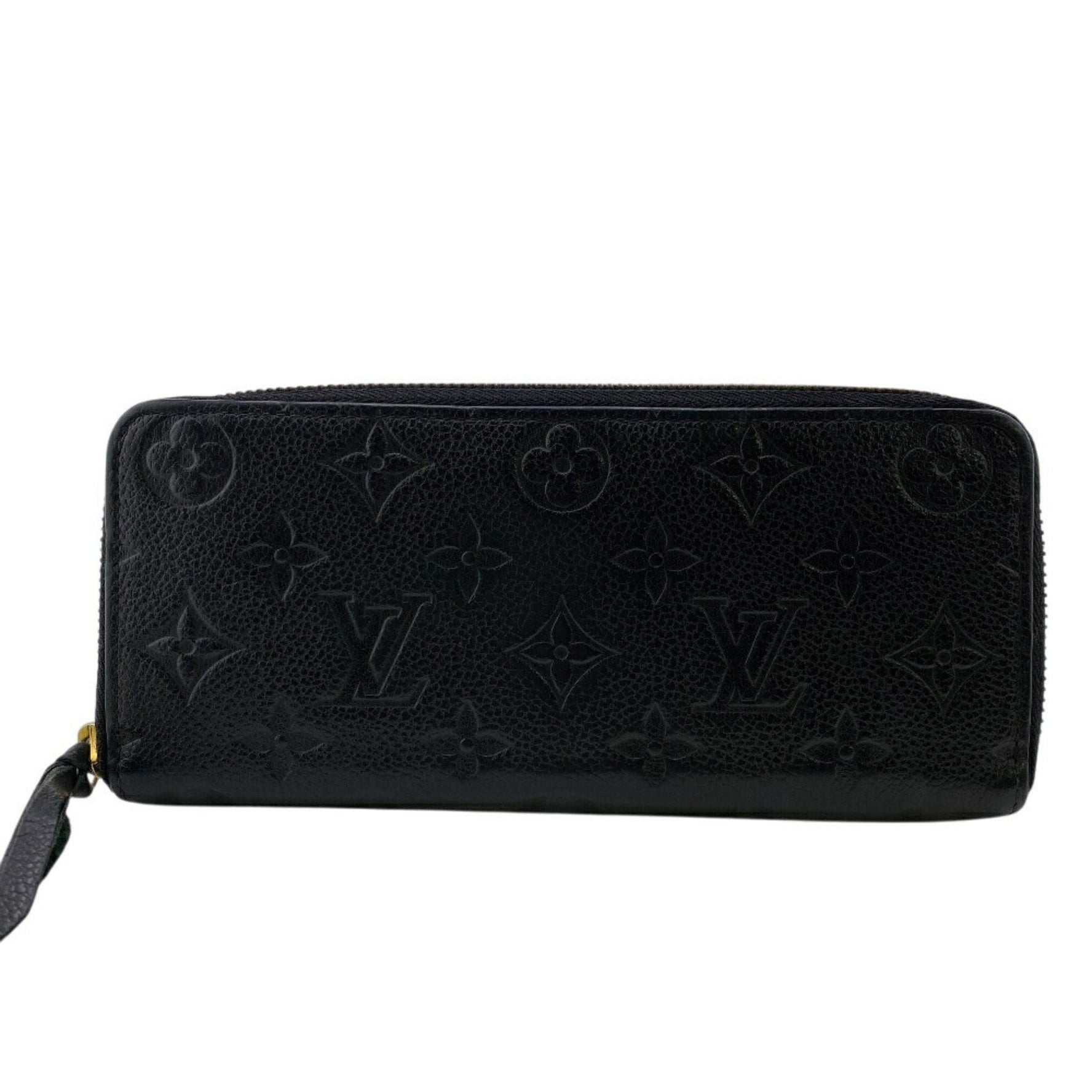 LOUIS VUITTON Louis Vuitton Wallet M60171 Portefeuille Clemence Round Monogram Empreinte Long Black Women's Z0013705