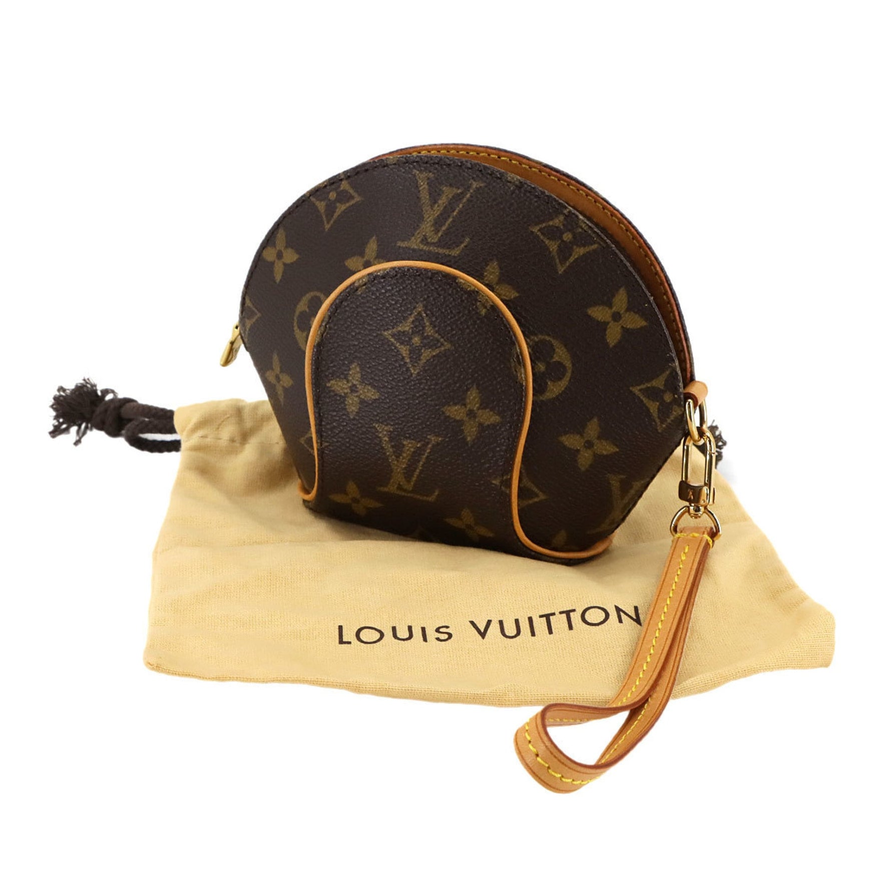 Louis Vuitton Monogram Mini Elipse Clutch Bag/Pouch, Brown with Gold Hardware