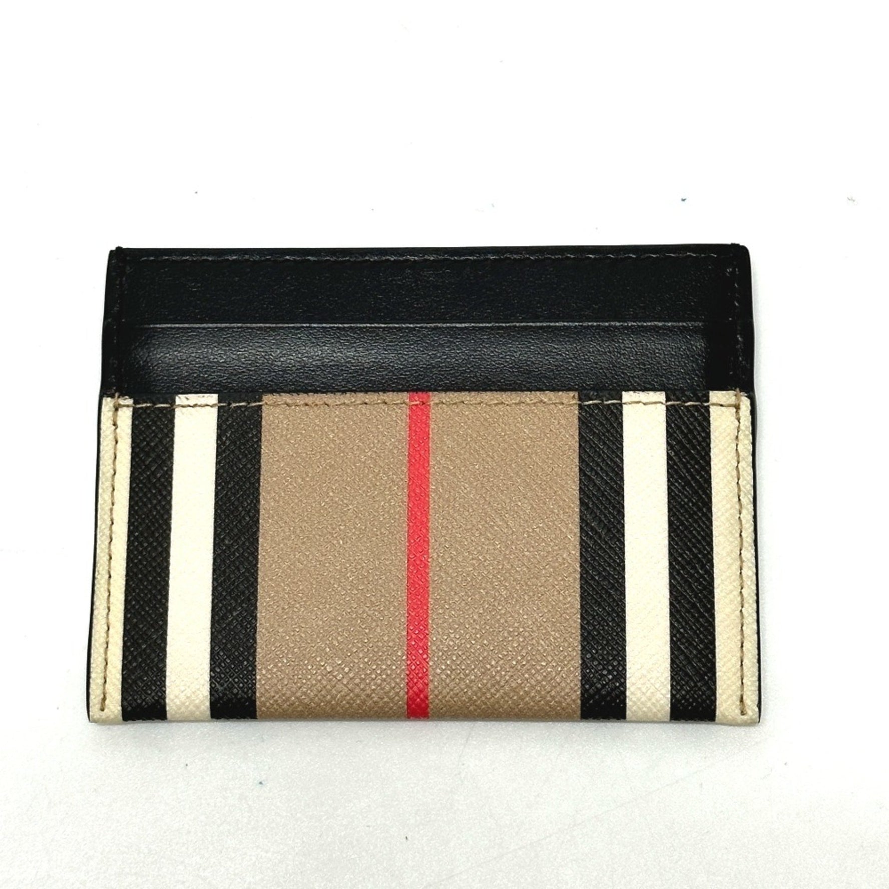 Burberry Business Card Holder Pass Case Card Case Beige Black