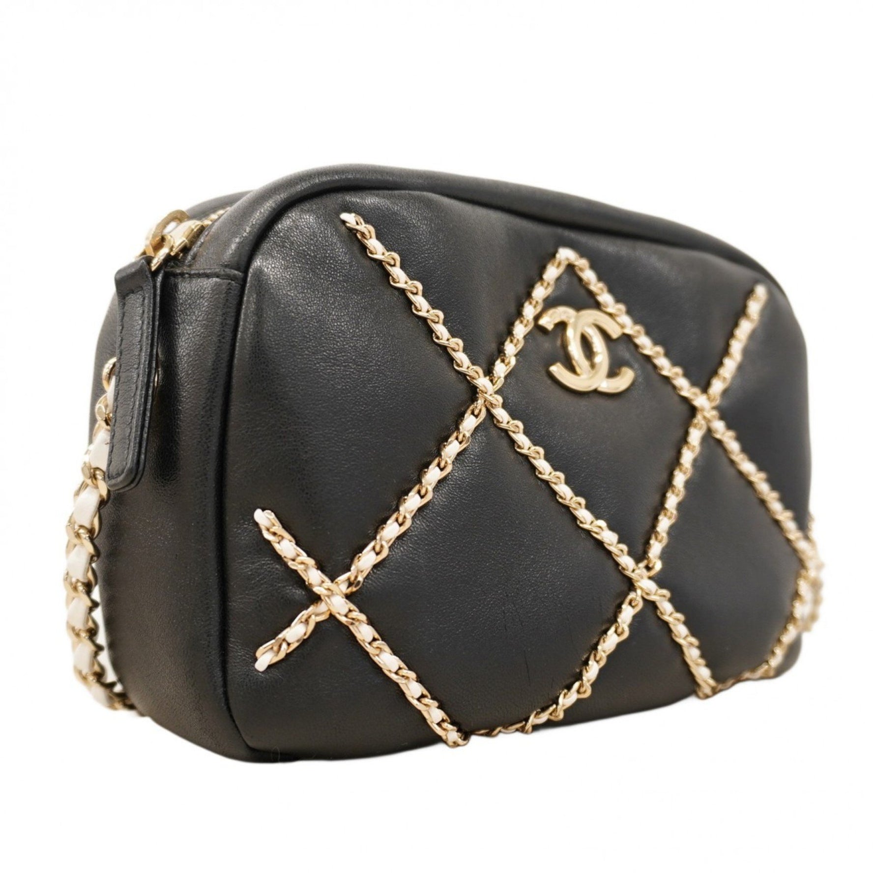 Chanel Matelasse Shoulder Bag with Chain Bag, Lambskin, Champagne