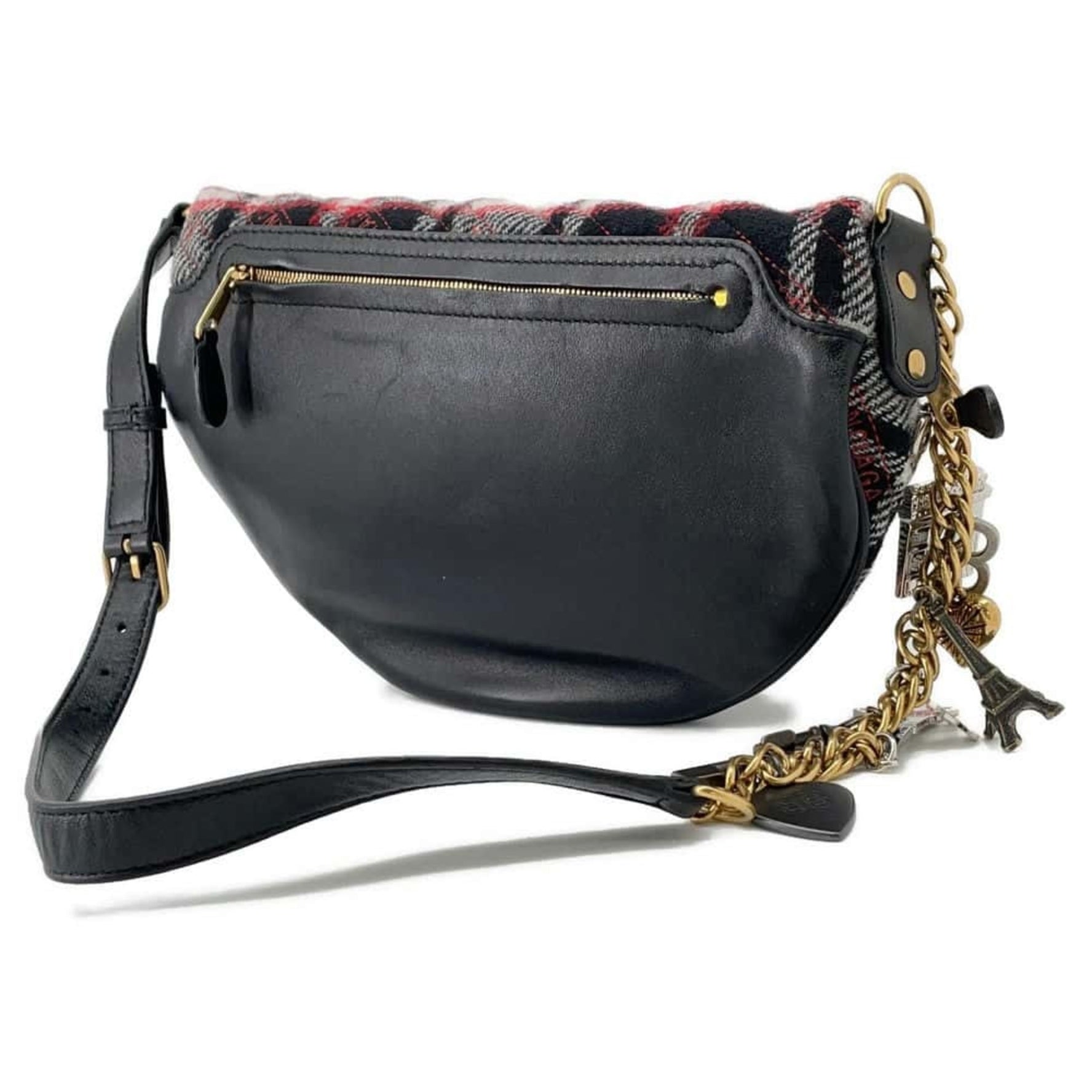 Balenciaga Body Bag Paris Charm Wool Leather BALENCIAGA Black