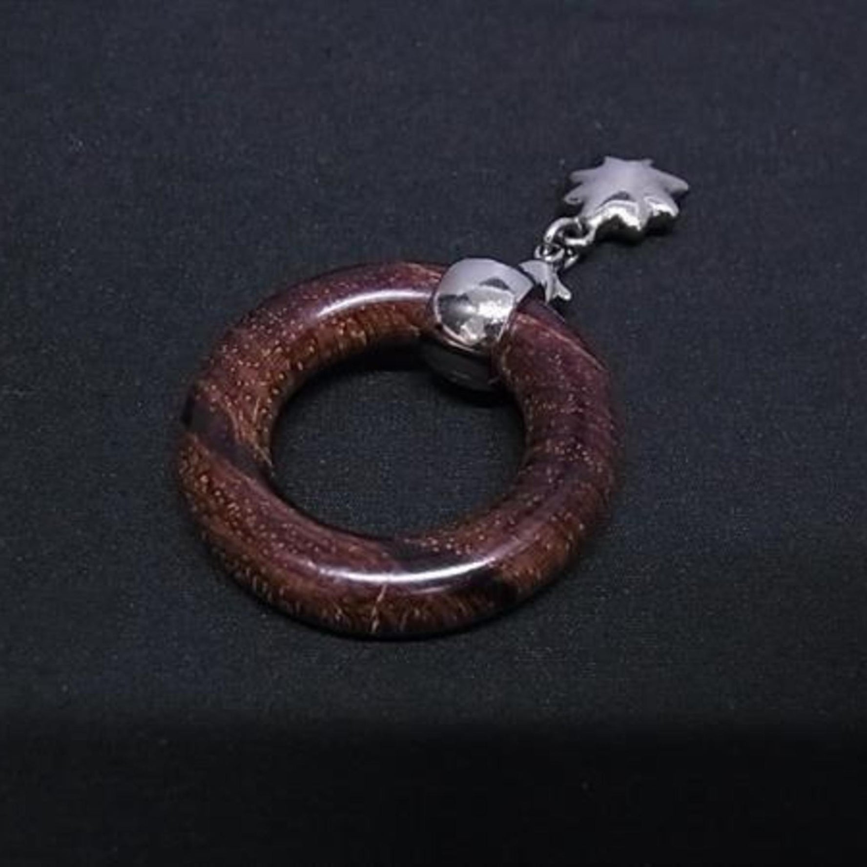 HERMES Scarf Ring from the Star Travels Exhibition - Brown and Silver Wood