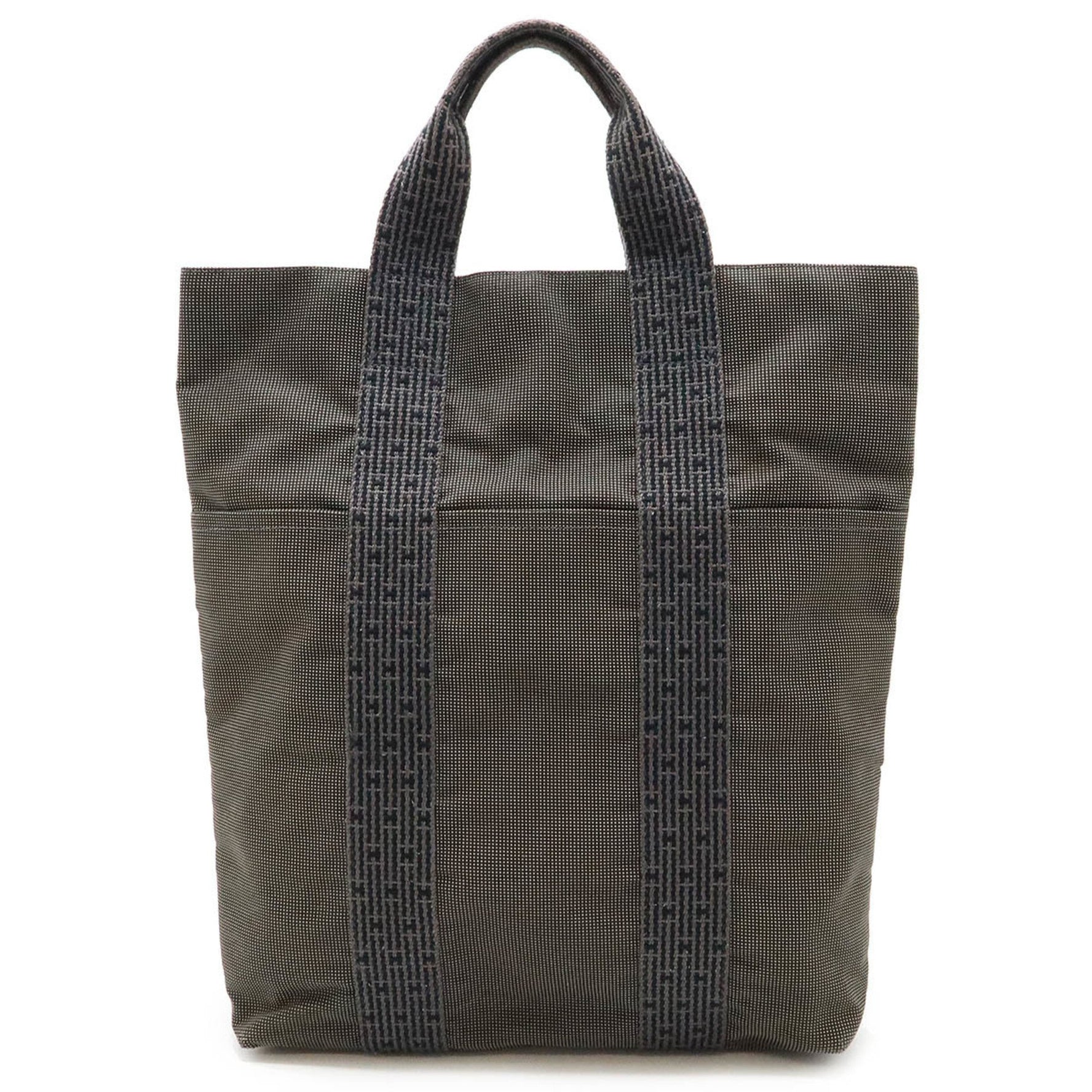 HERMES Hermes Air Line Cabas Tote Bag Canvas Grey Black