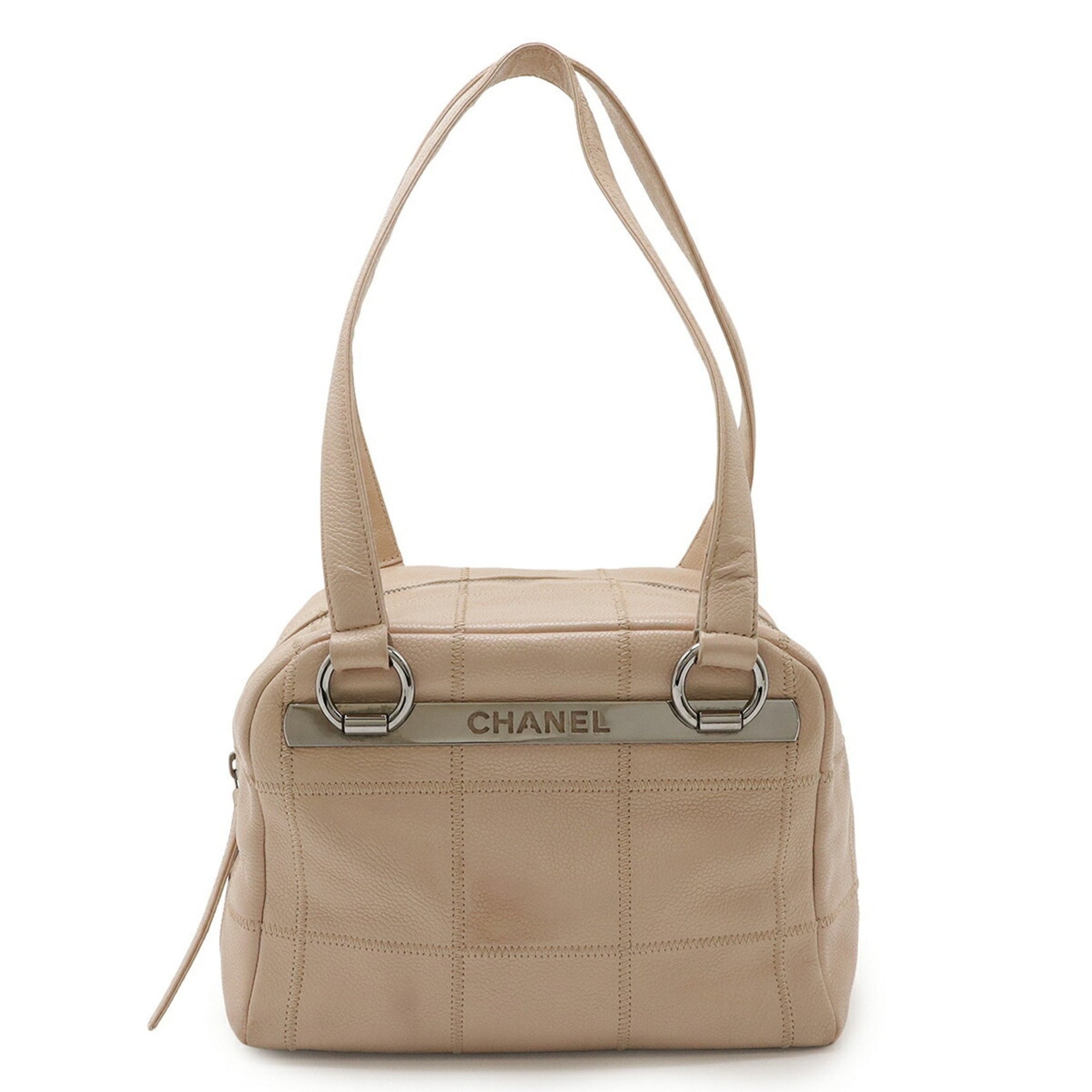 CHANEL Chocolate Bar Stitch Shoulder Bag in Caviar Leather, Pink Beige