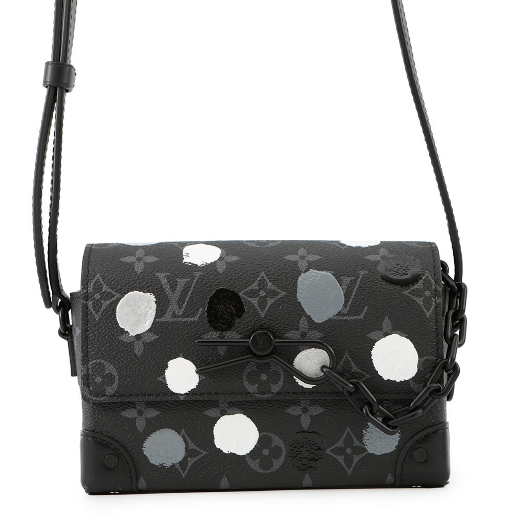 Louis Vuitton Monogram Eclipse Shoulder Bag with LV x YK Steamer Wearable Wallet Yayoi Kusama Design, Black