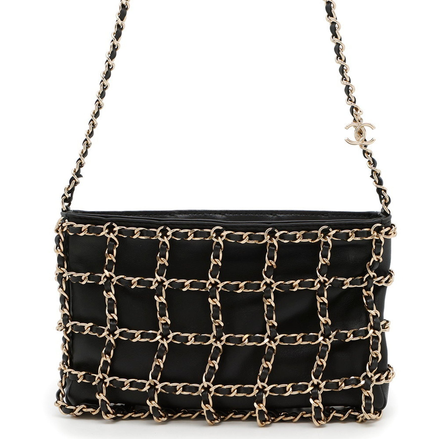 Chanel Chain Shoulder Bag with Coco Mark, Lambskin, AS1622, Black