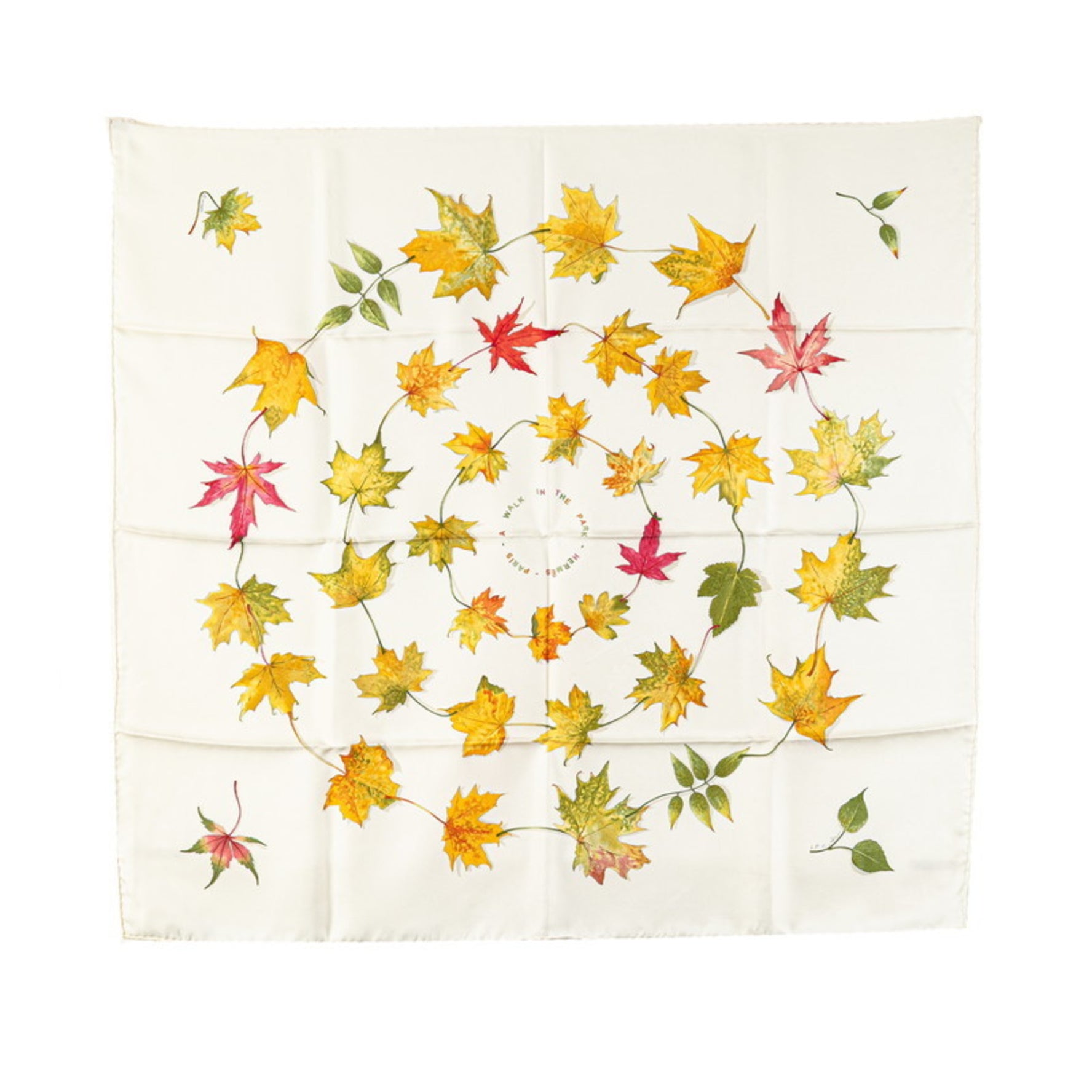 Hermes Hermès Carré 90 Walk in the Park Scarf, White and Multicolor Silk