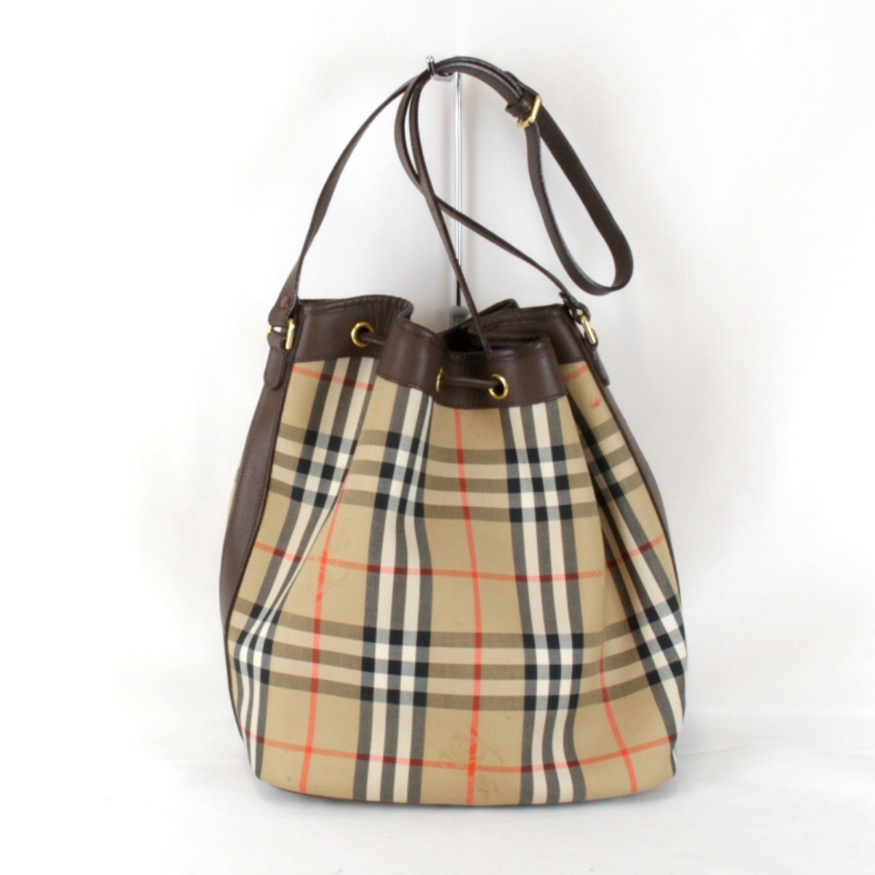 BURBERRY Nova Check Shadow Horse Shoulder Bag / Leather