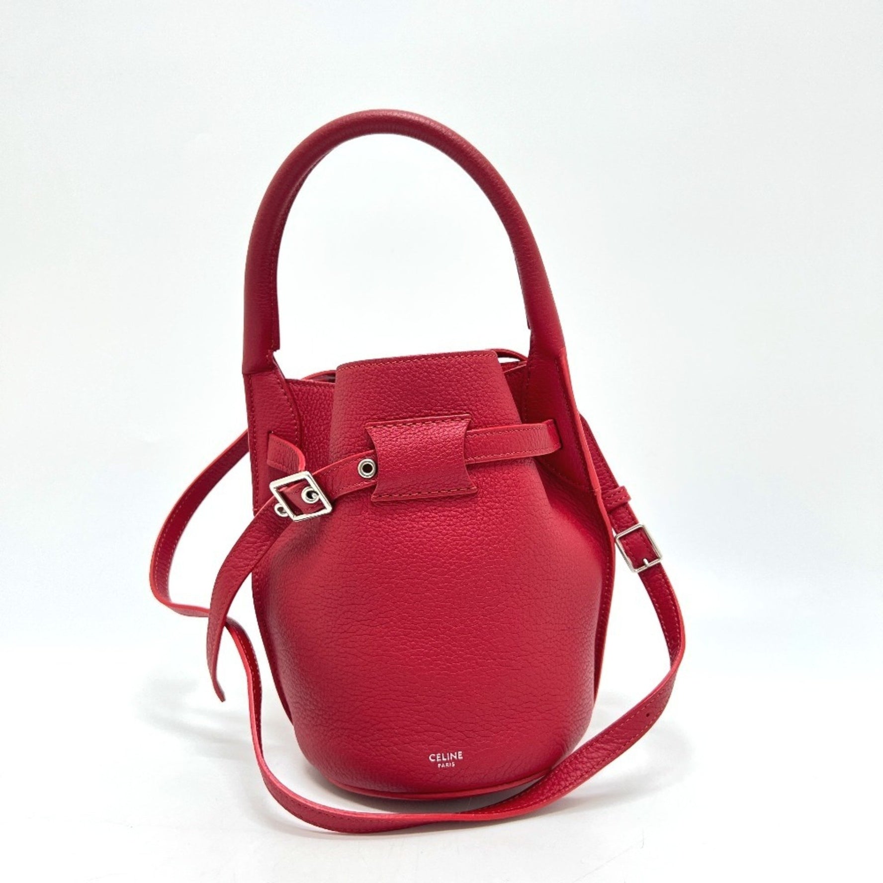 CELINE Big Bag Bucket Nano Shoulder Bag/Handbag, Leather Bag, Red