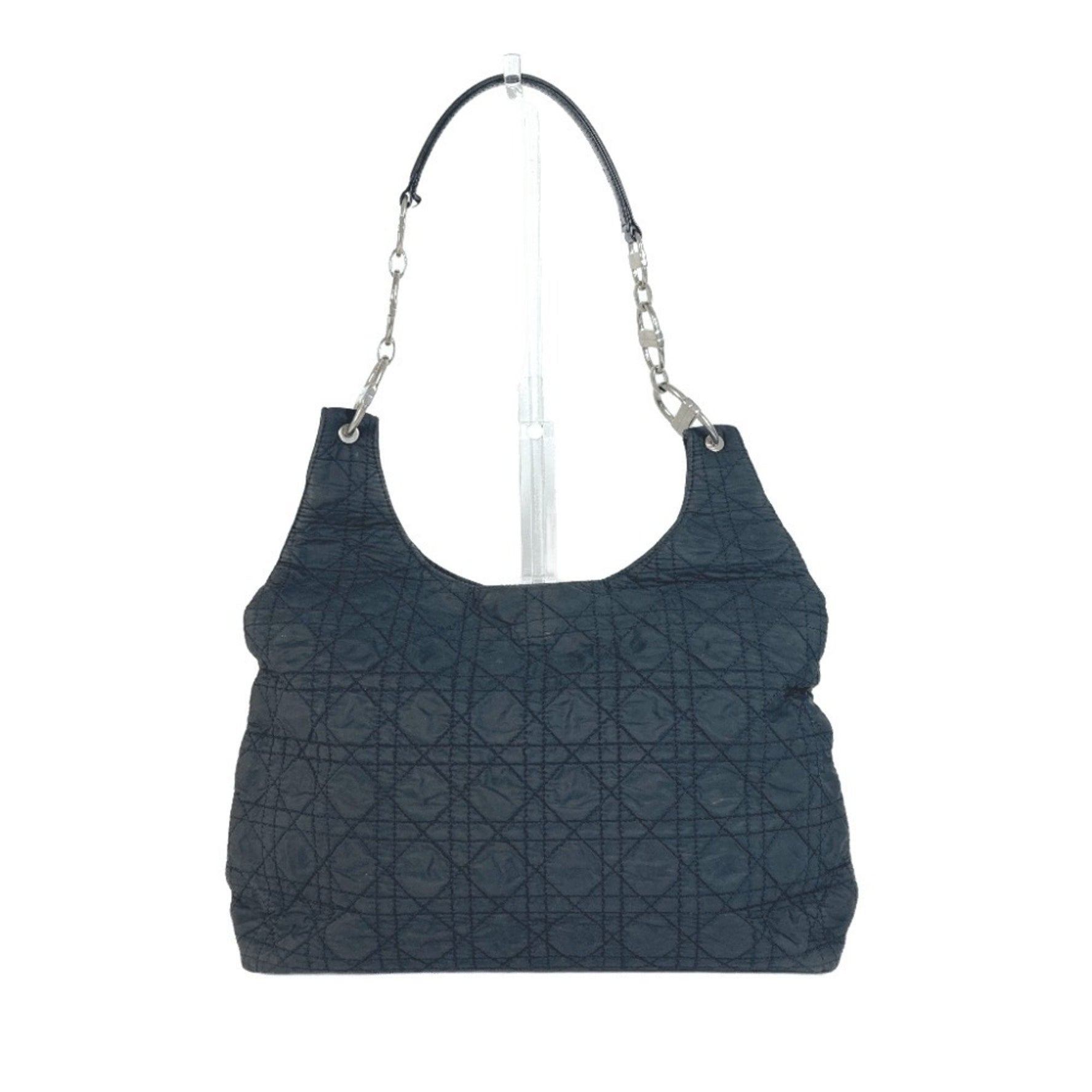 Christian Dior Dior Cannage Logo Shoulder Bag Nylon Black