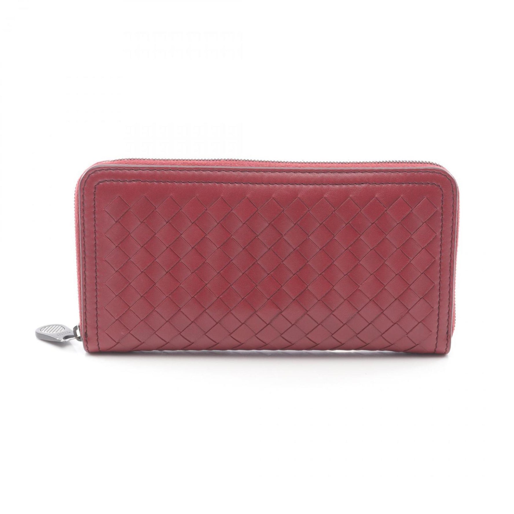 Bottega Veneta Intrecciato Round Long Wallet, Leather, Red