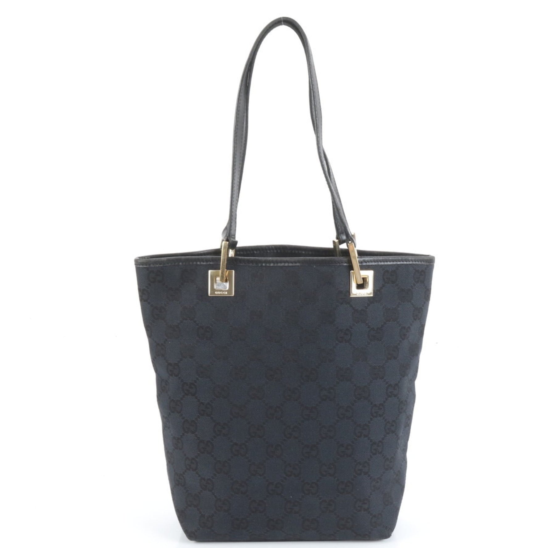 Gucci GG Canvas Leather Tote Bag, Shoulder 002 1099, with Gold Hardware
