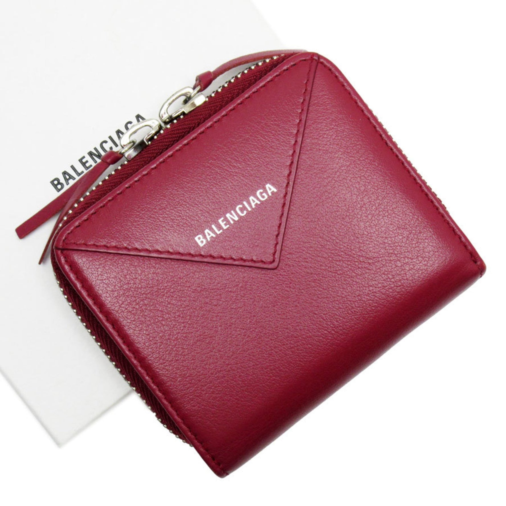 BALENCIAGA Bi-fold Wallet Leather Bordeaux Men's Women's t18841a