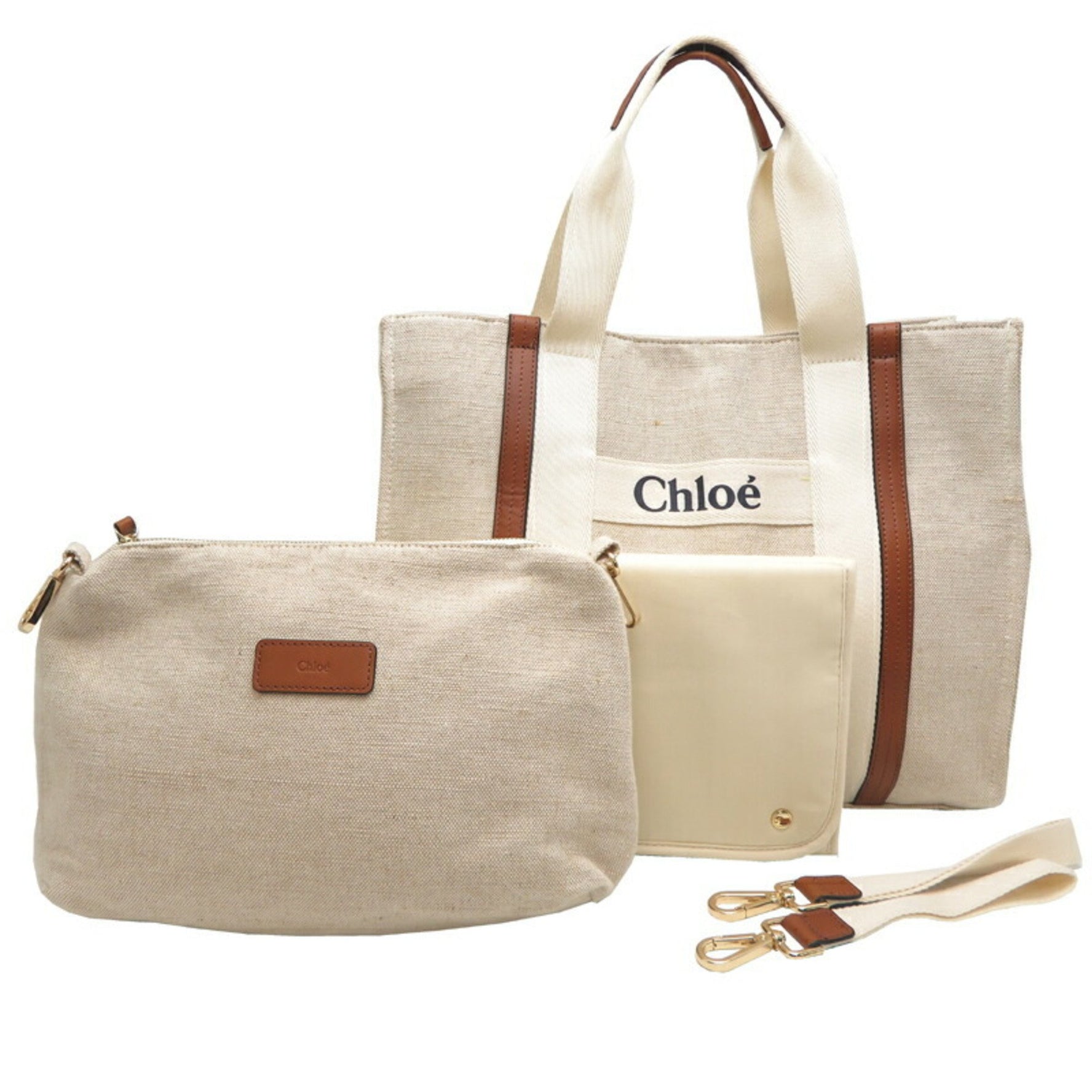 Chloé Chloe Mother Bag Long Tote Canvas White