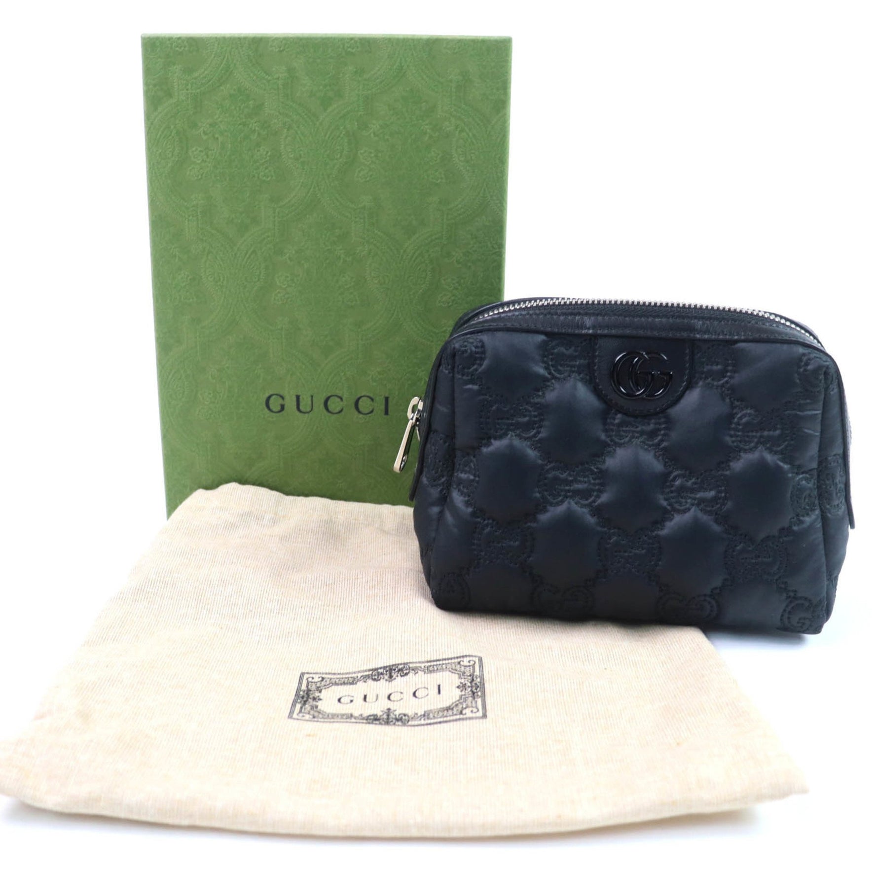 GUCCI GG Marmont Makeup Pouch, Small Item Black and Purple, Box Dust Bag Included, Made in Italy